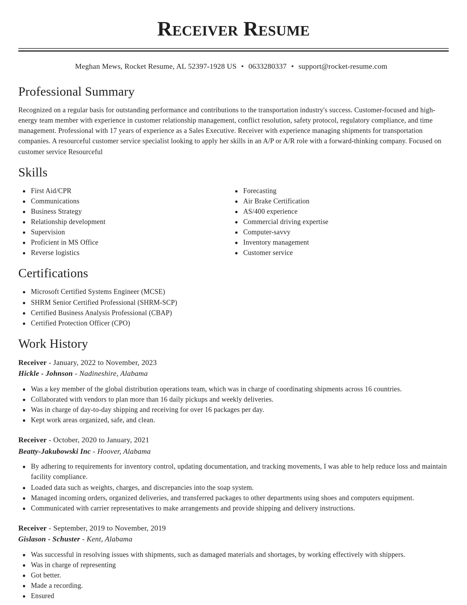 Classic resume template