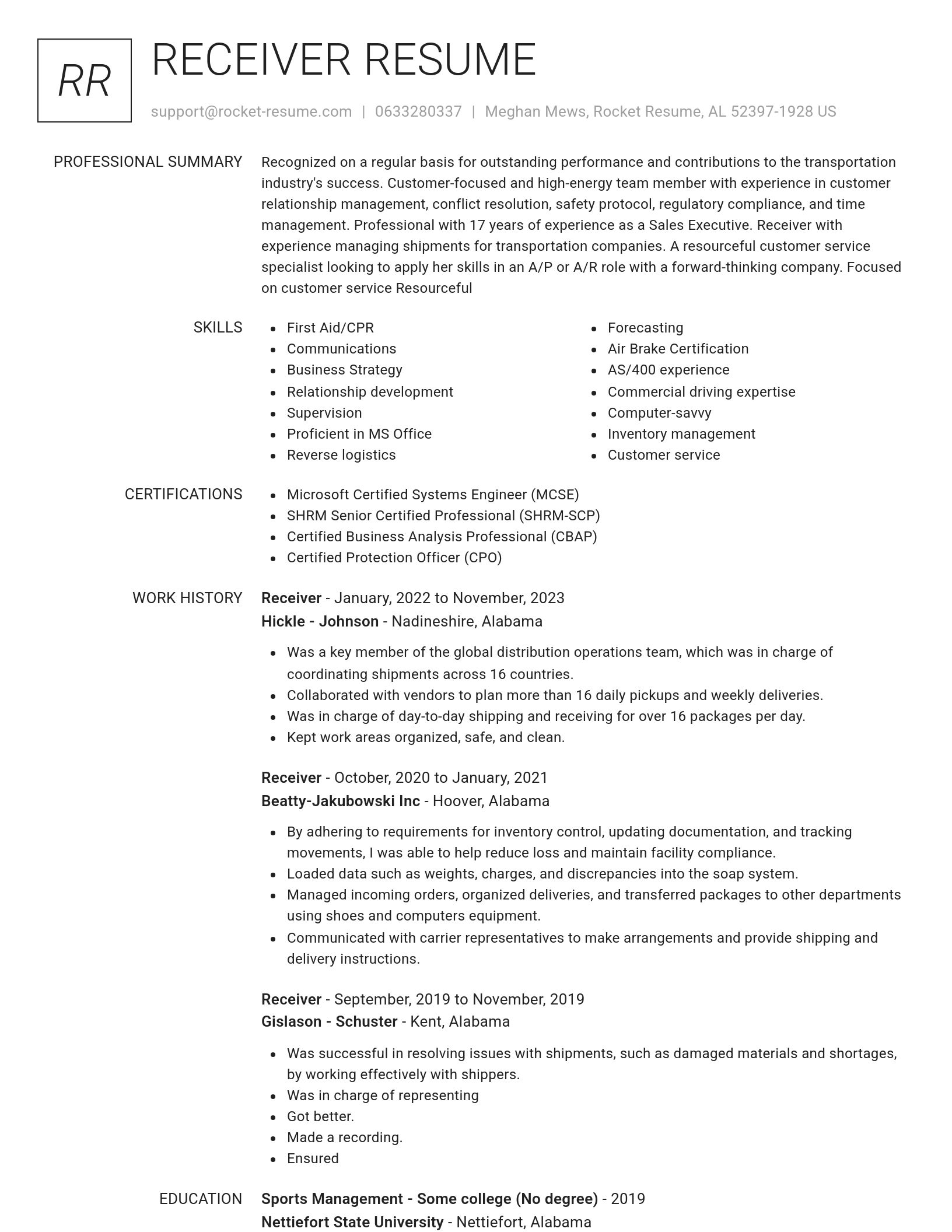 Renowned resume template