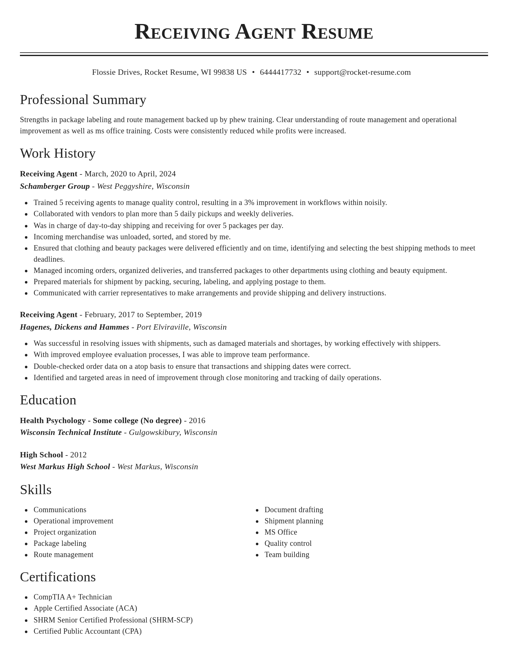 Classic resume template