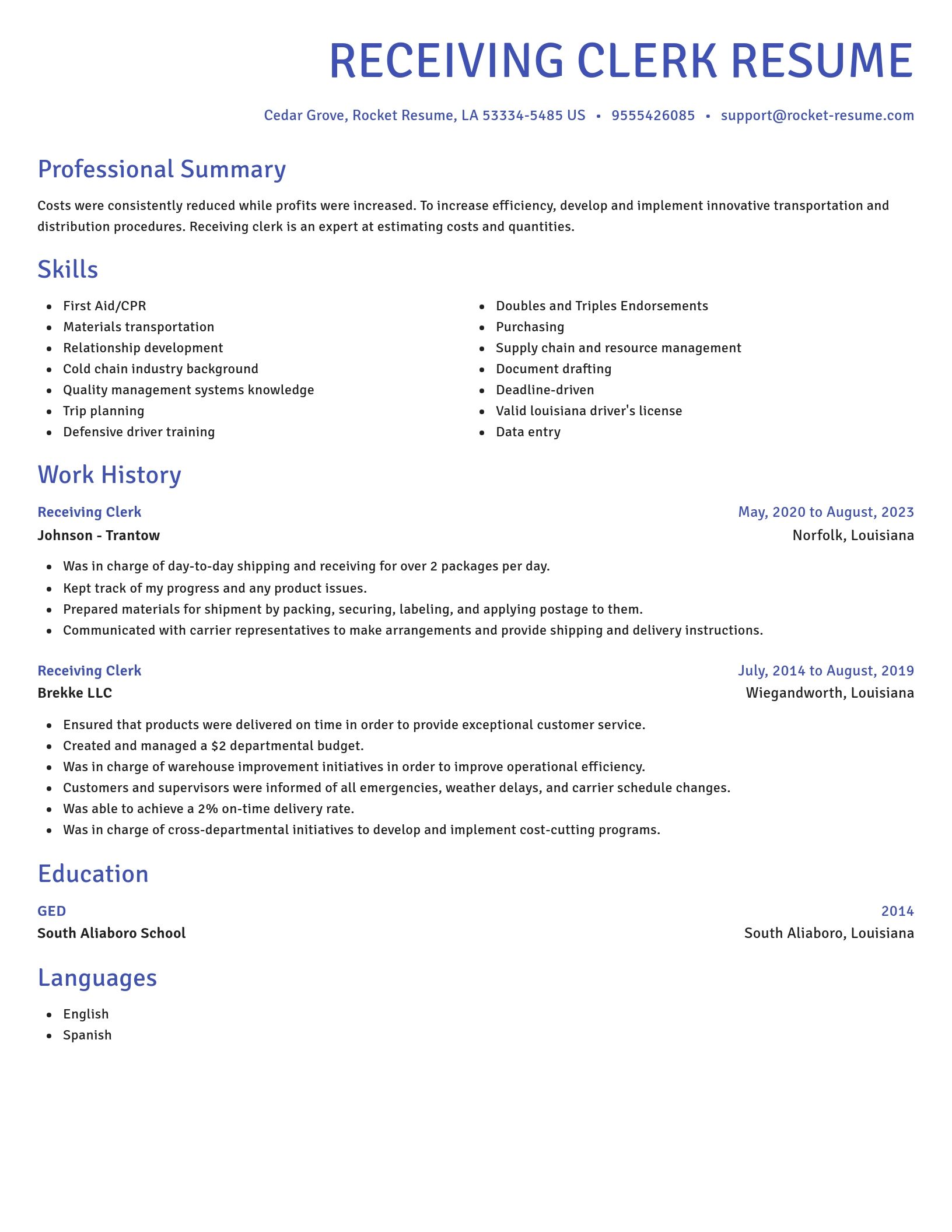 Novel resume template