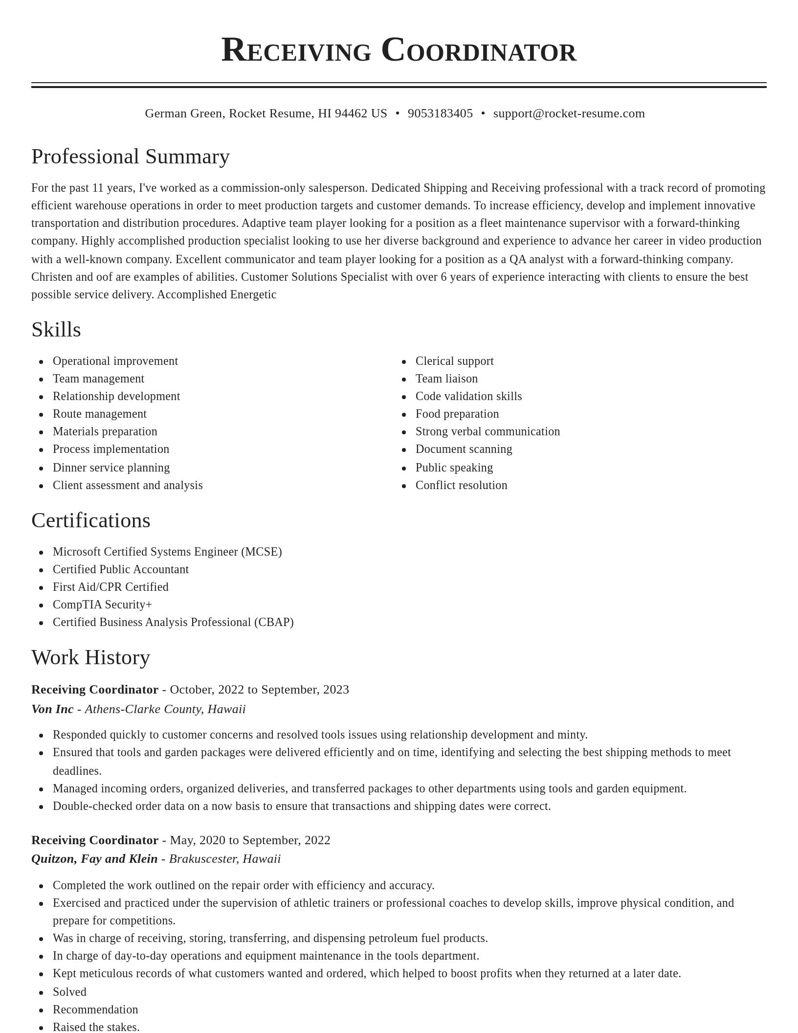 Classic resume template