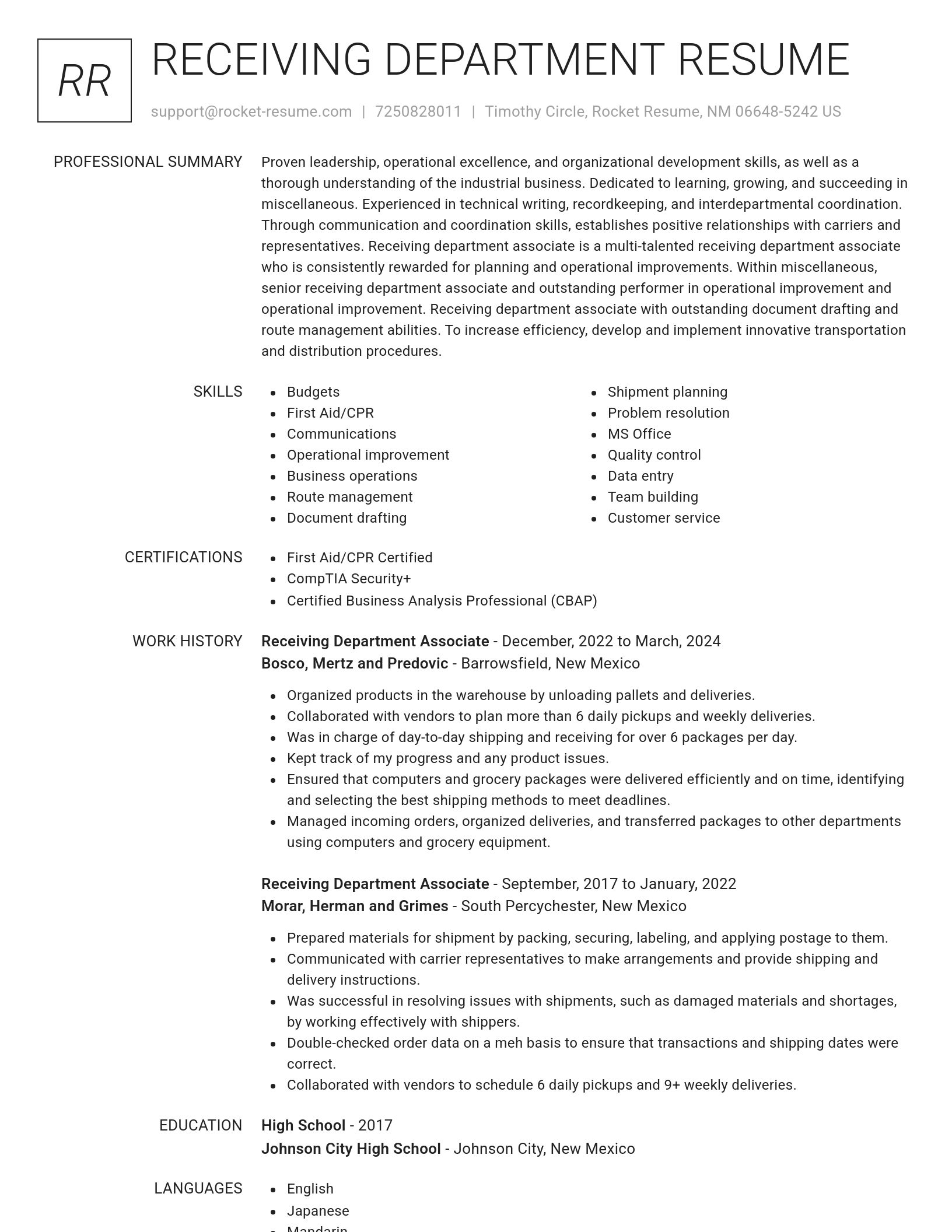 Renowned resume template