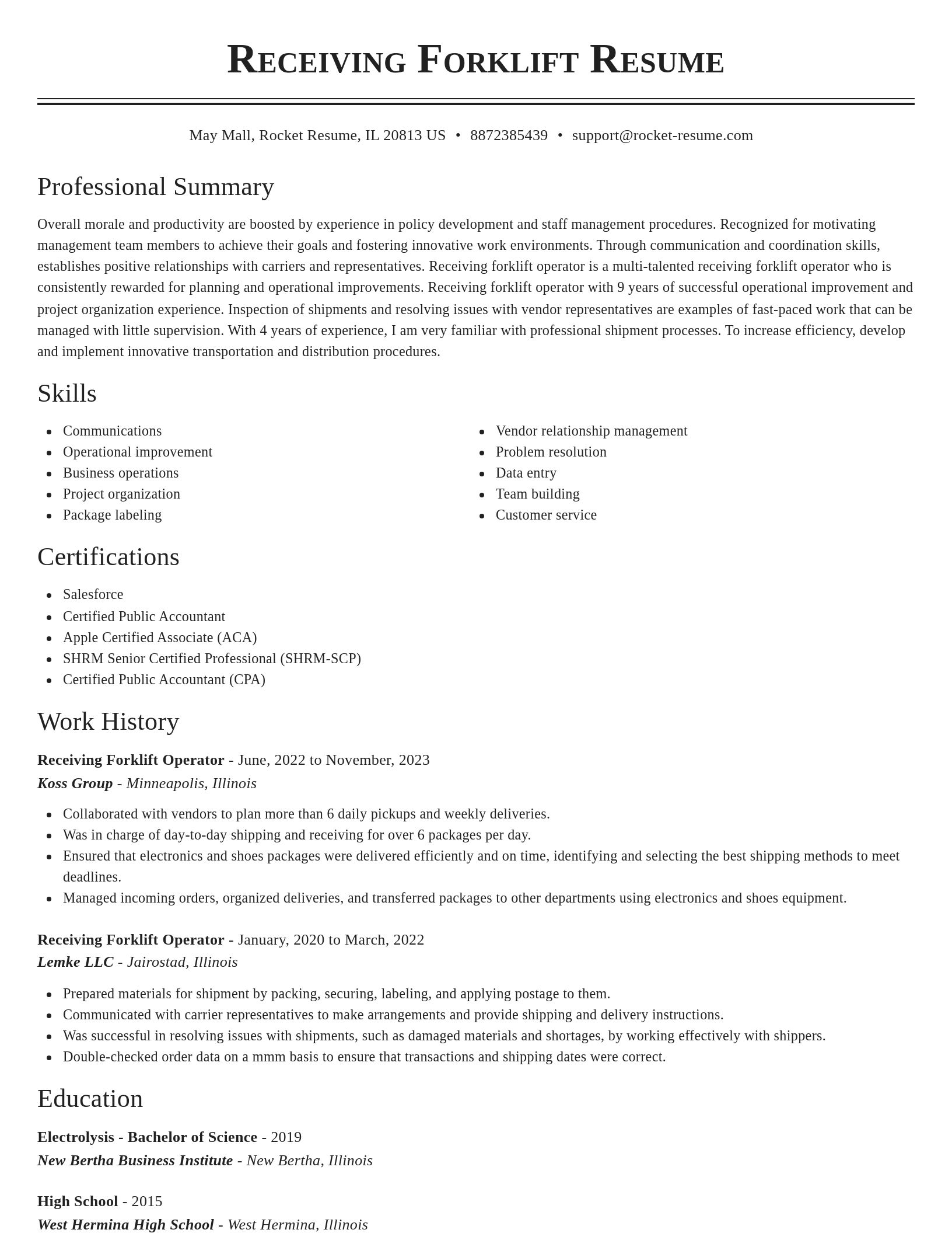 Classic resume template