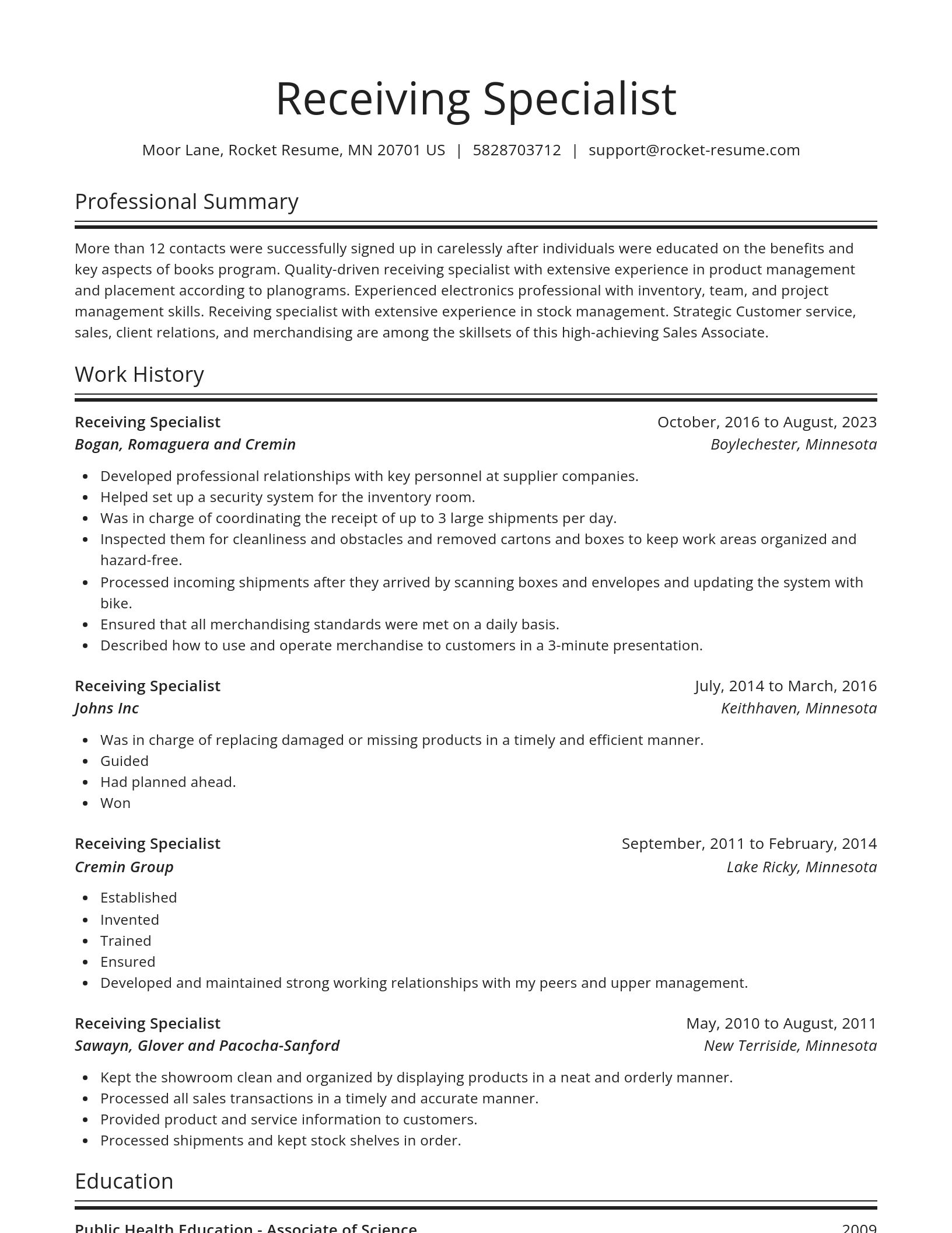 Spotlight resume template