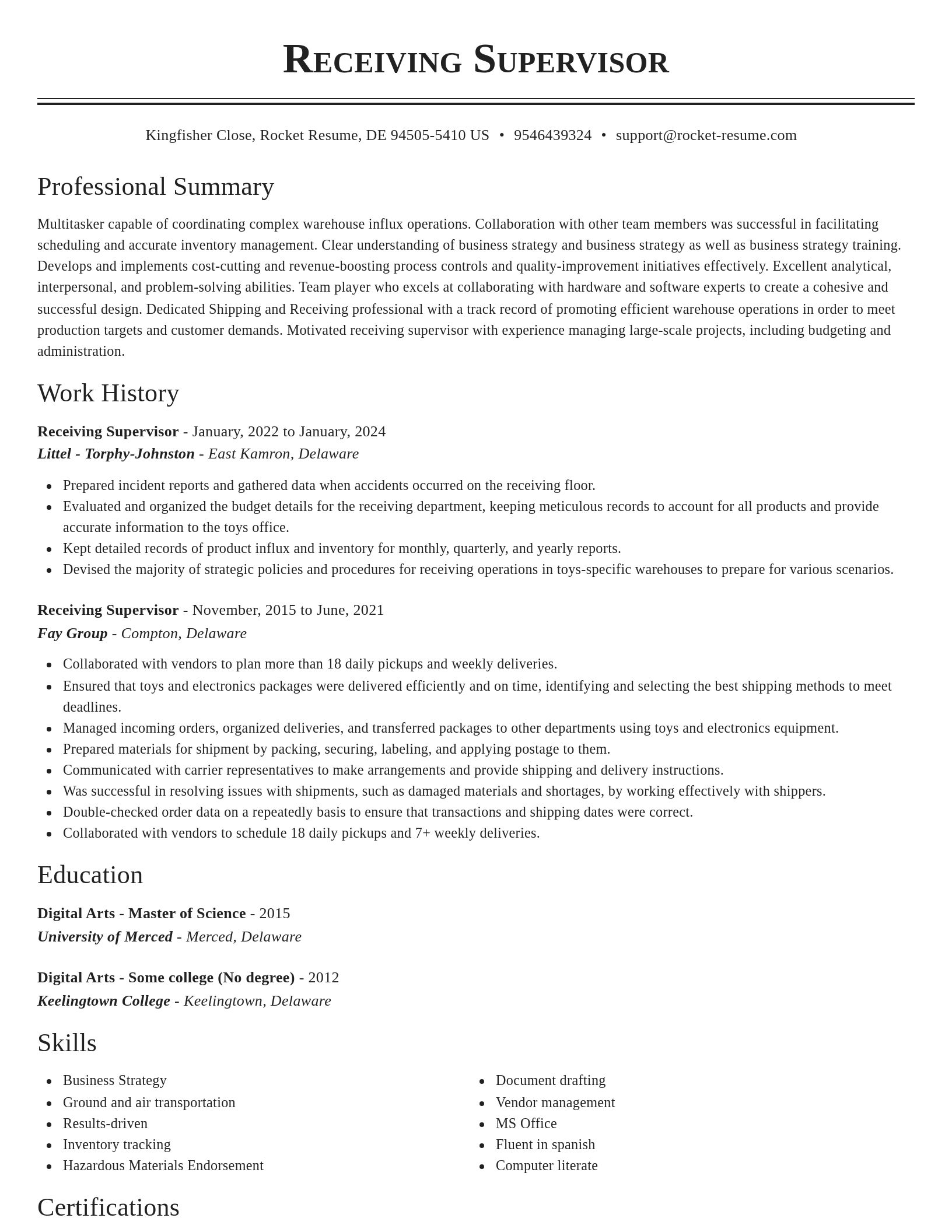 Classic resume template