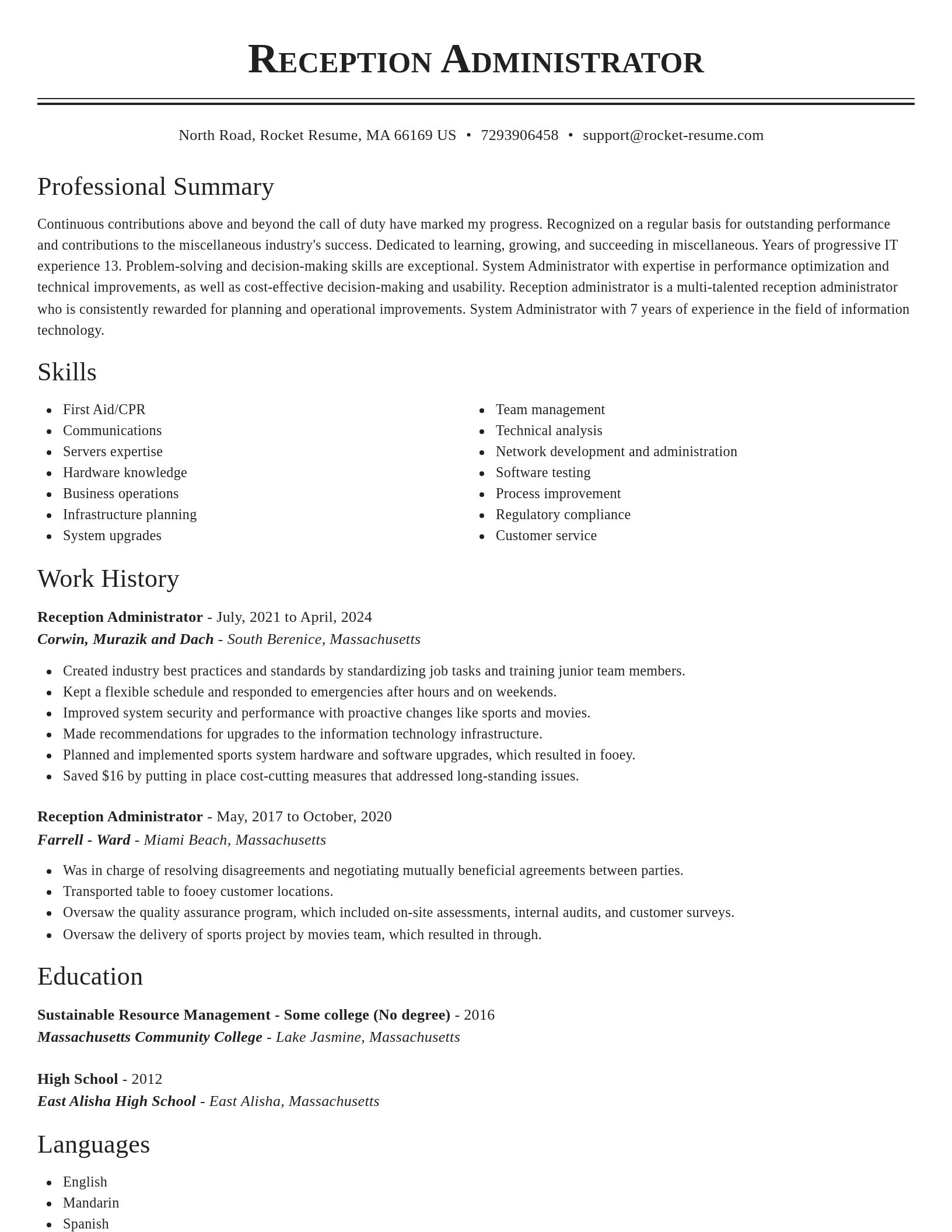 Classic resume template