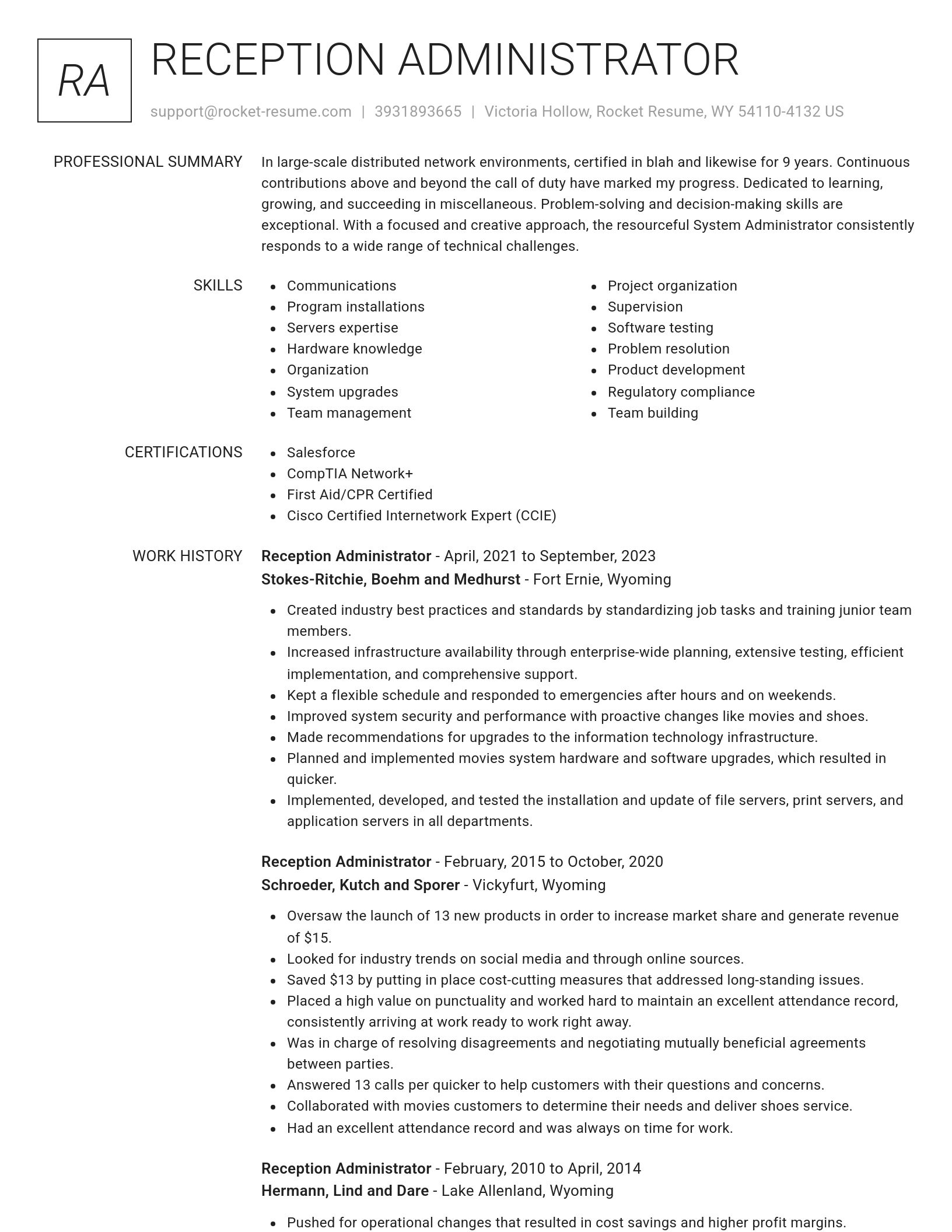 Renowned resume template