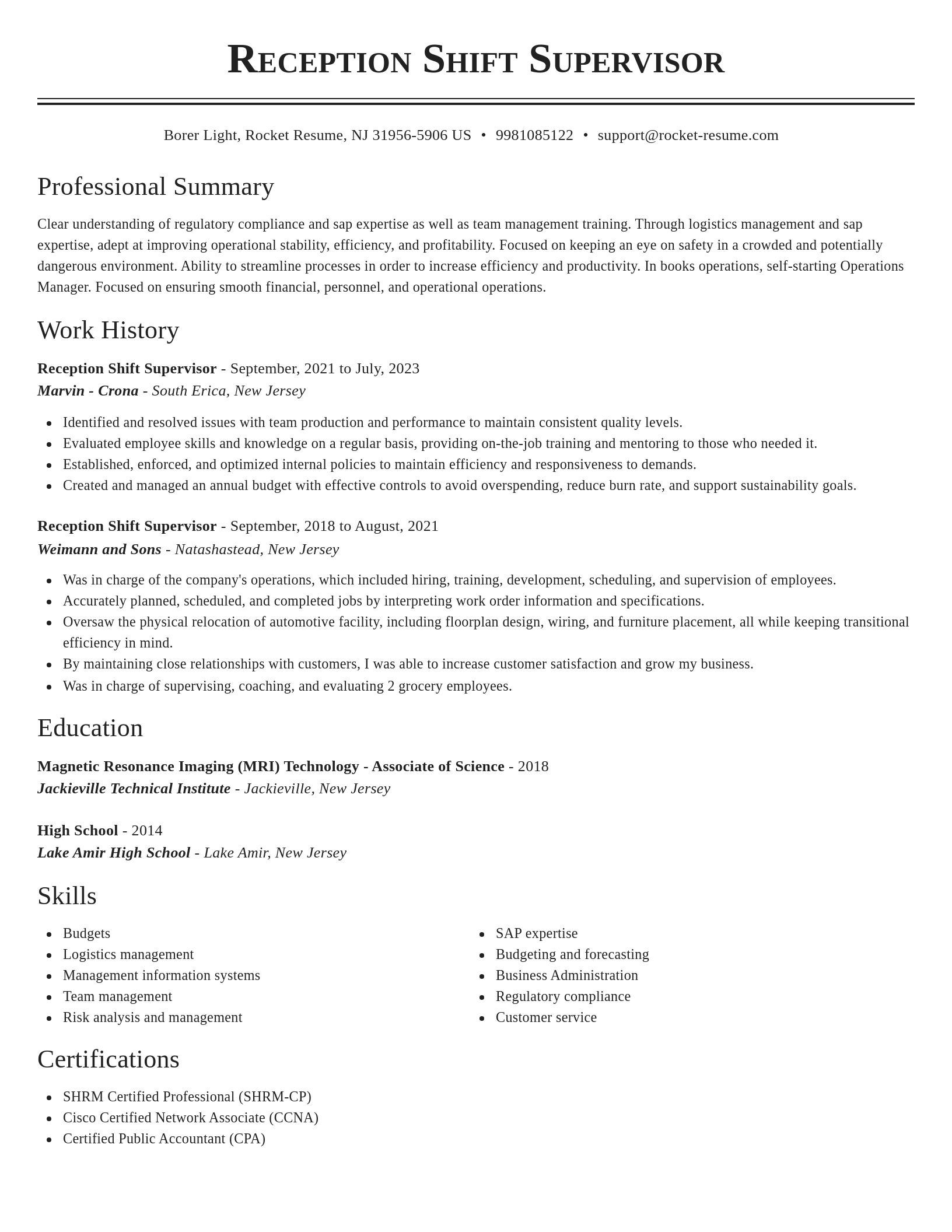 Classic resume template