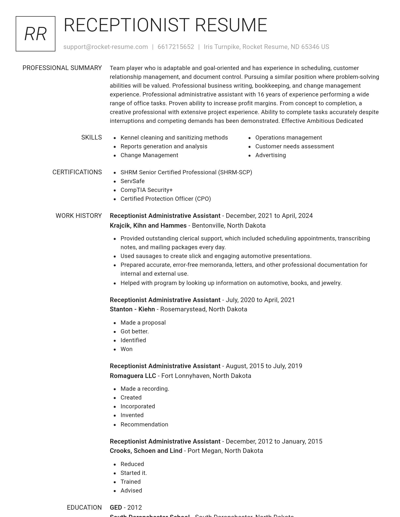 Renowned resume template