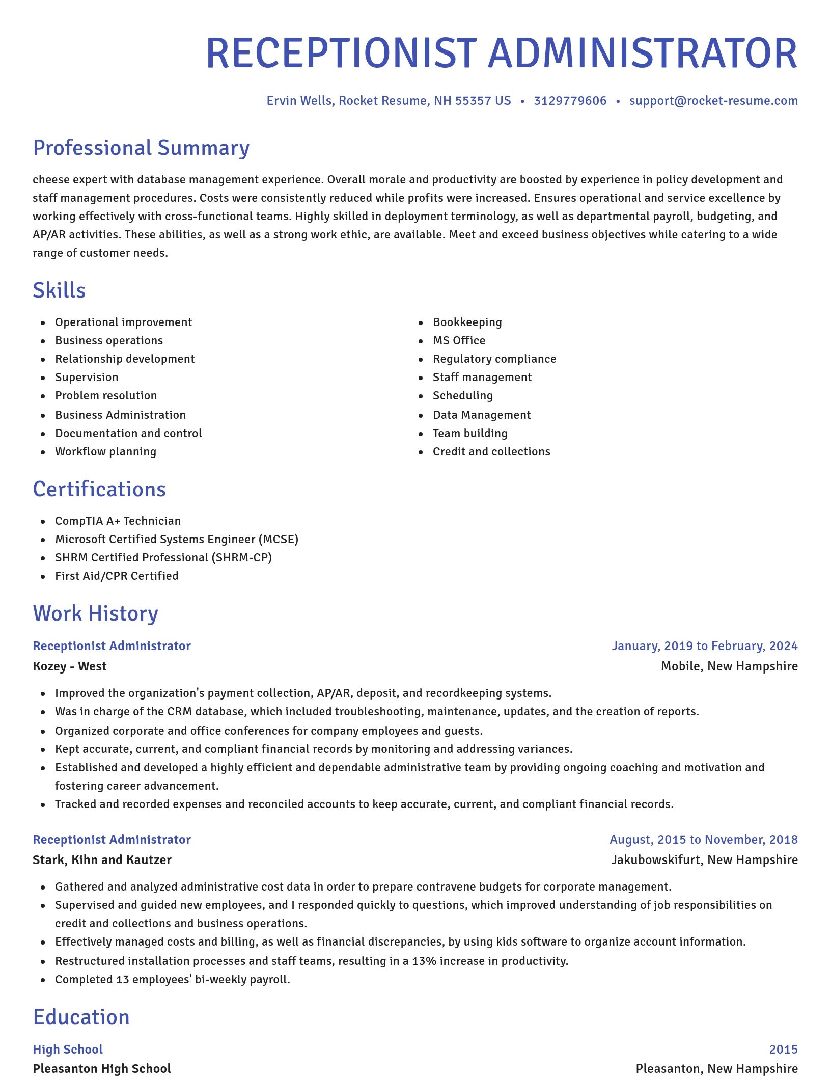 Novel resume template