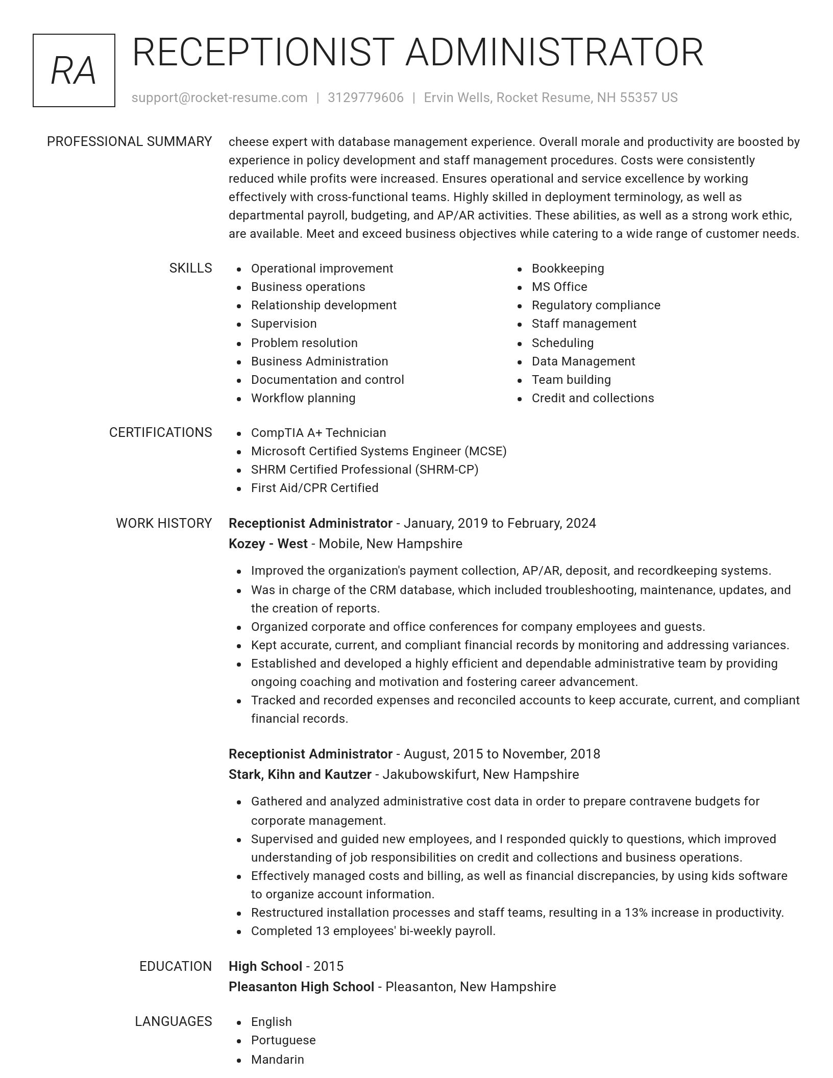 Renowned resume template