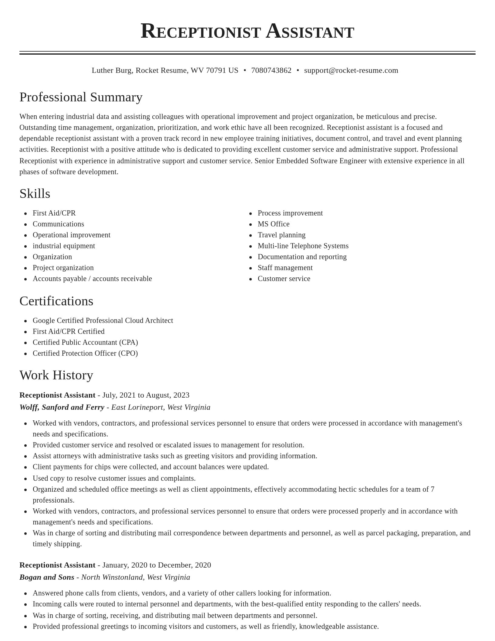 Classic resume template