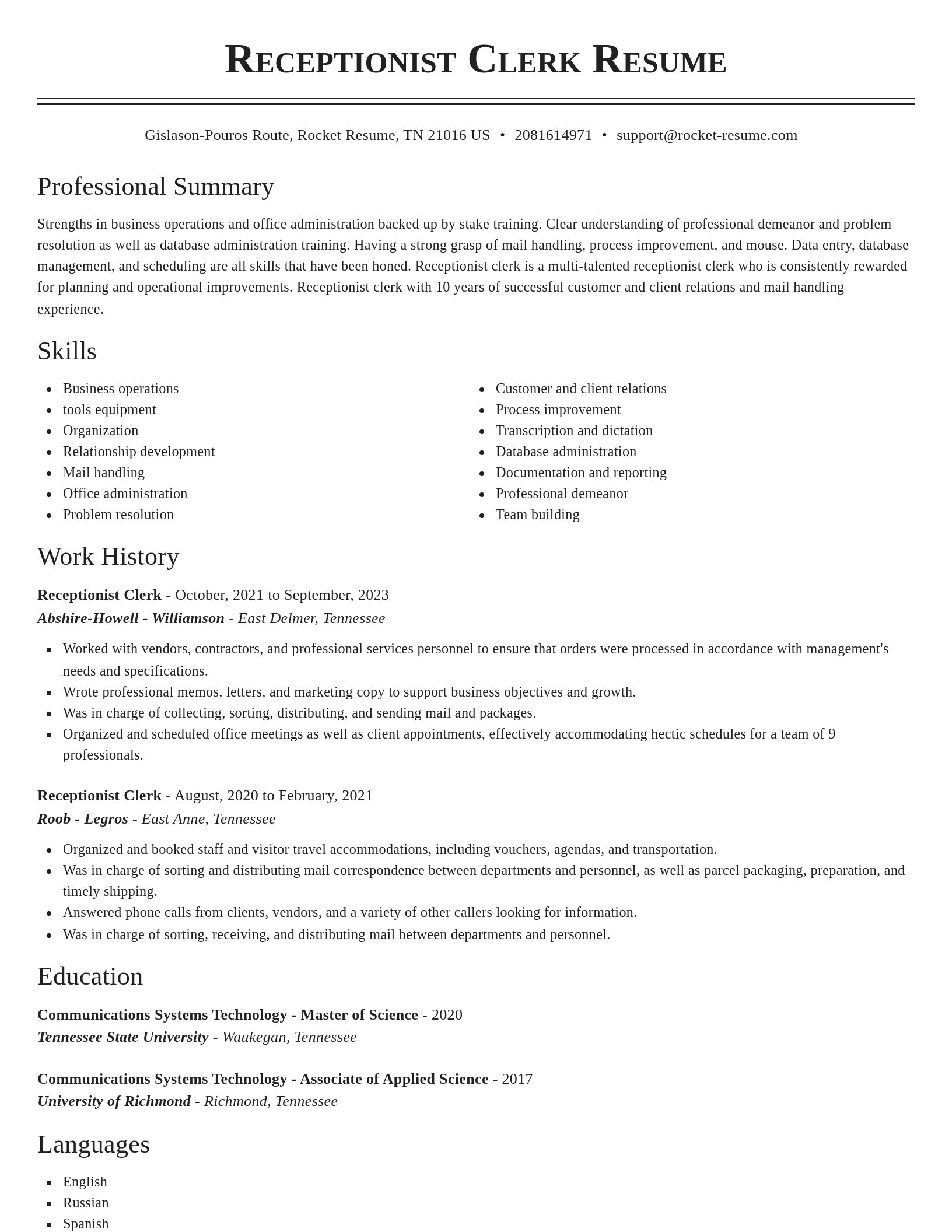Classic resume template