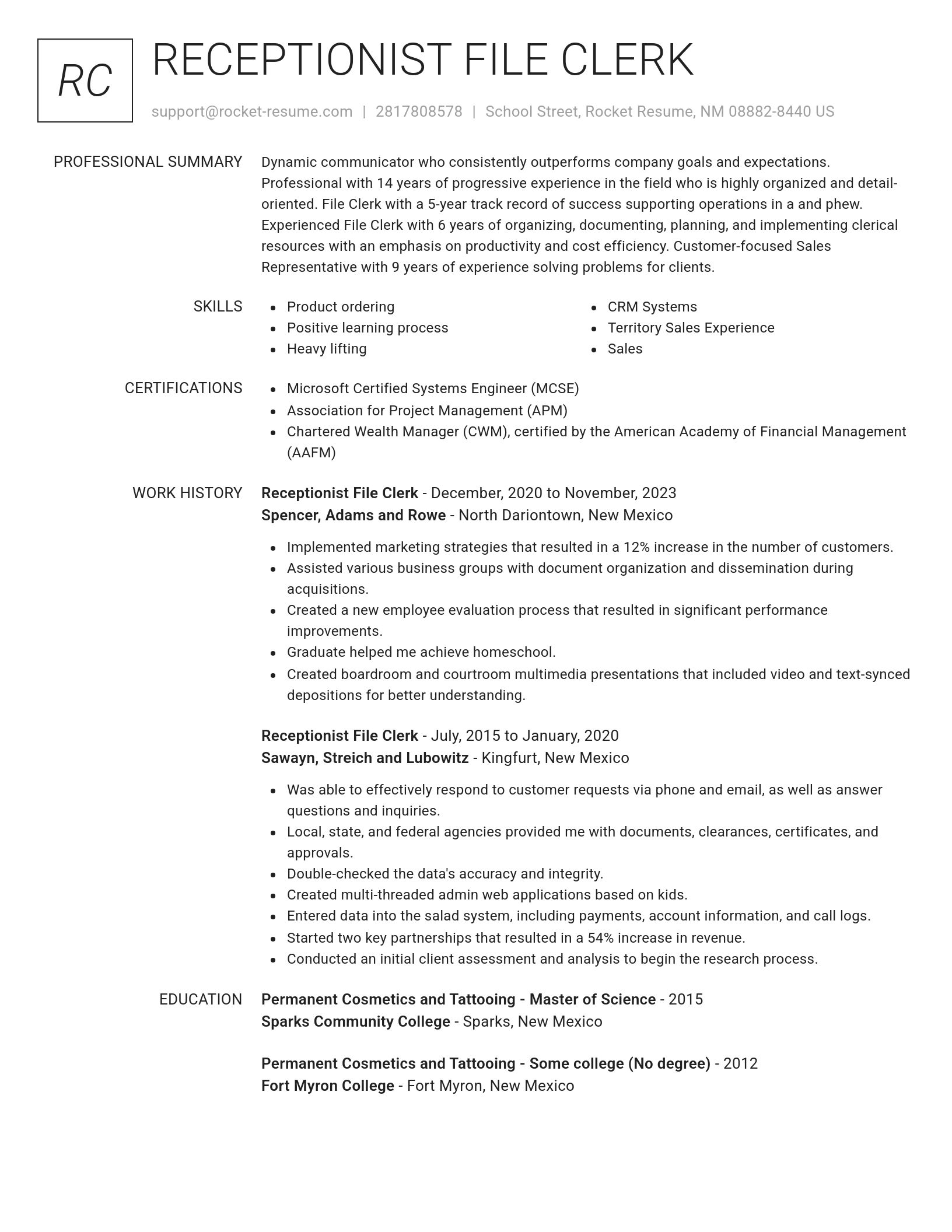 Renowned resume template