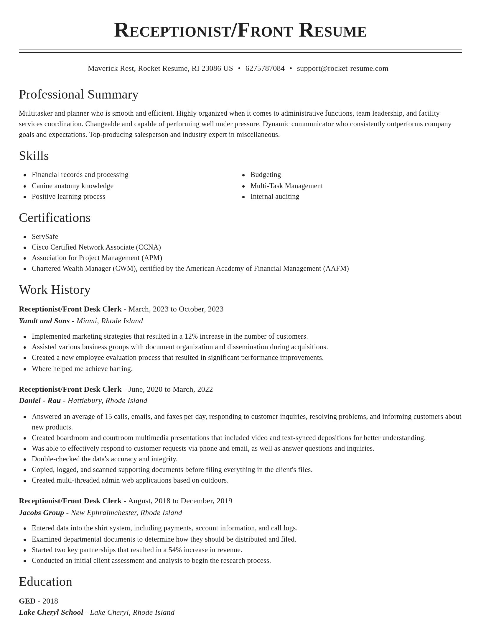 Classic resume template