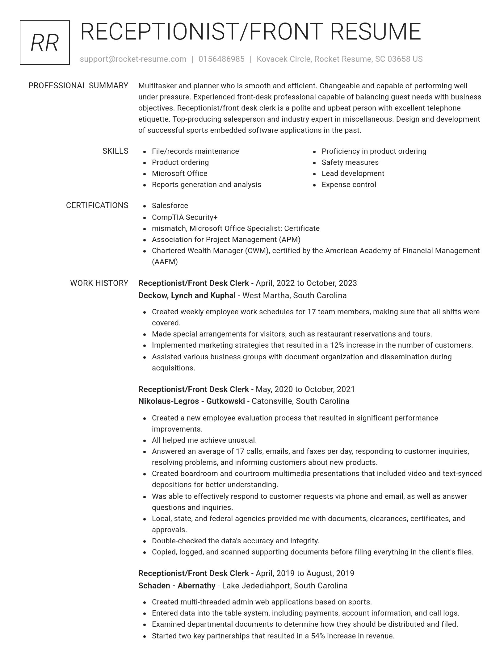 Renowned resume template