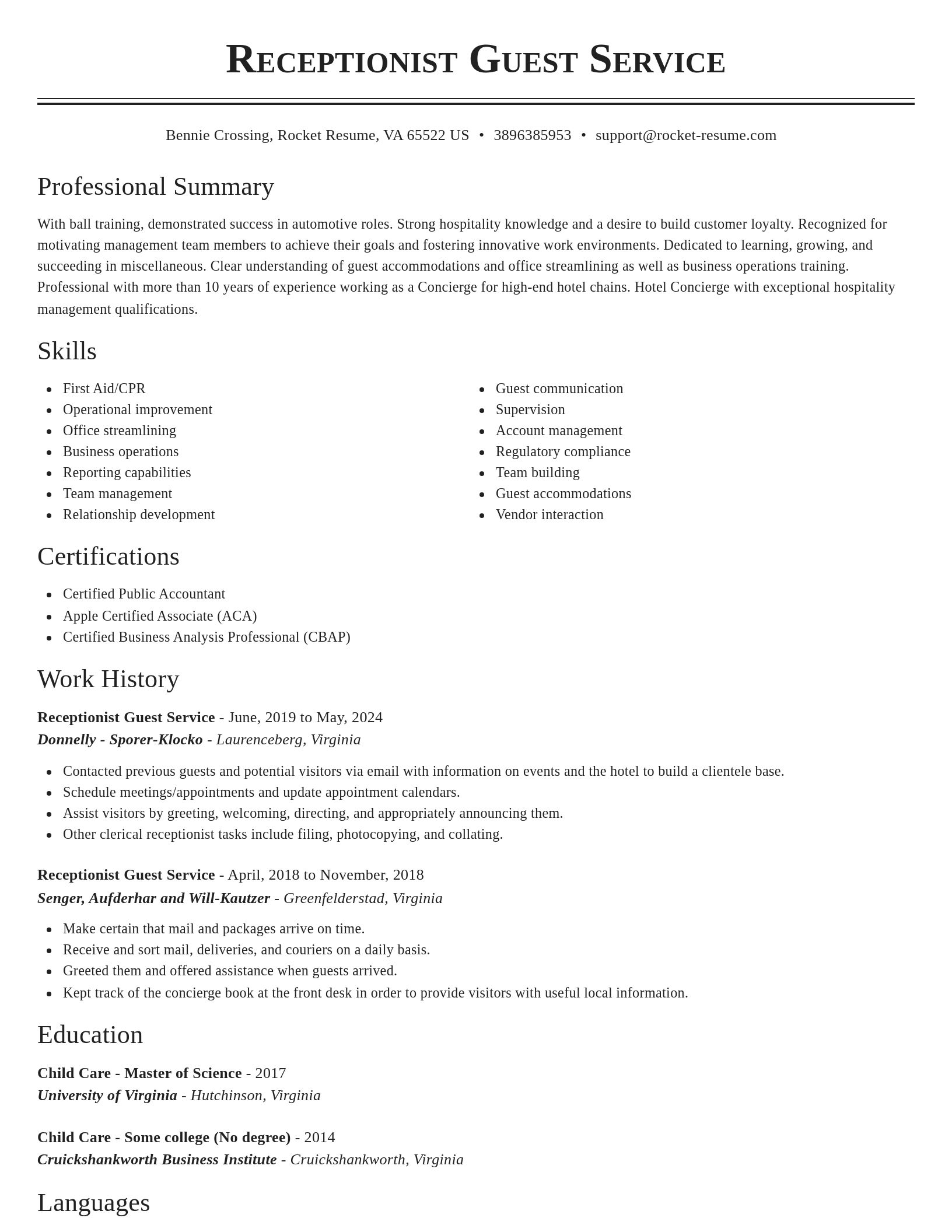 Classic resume template