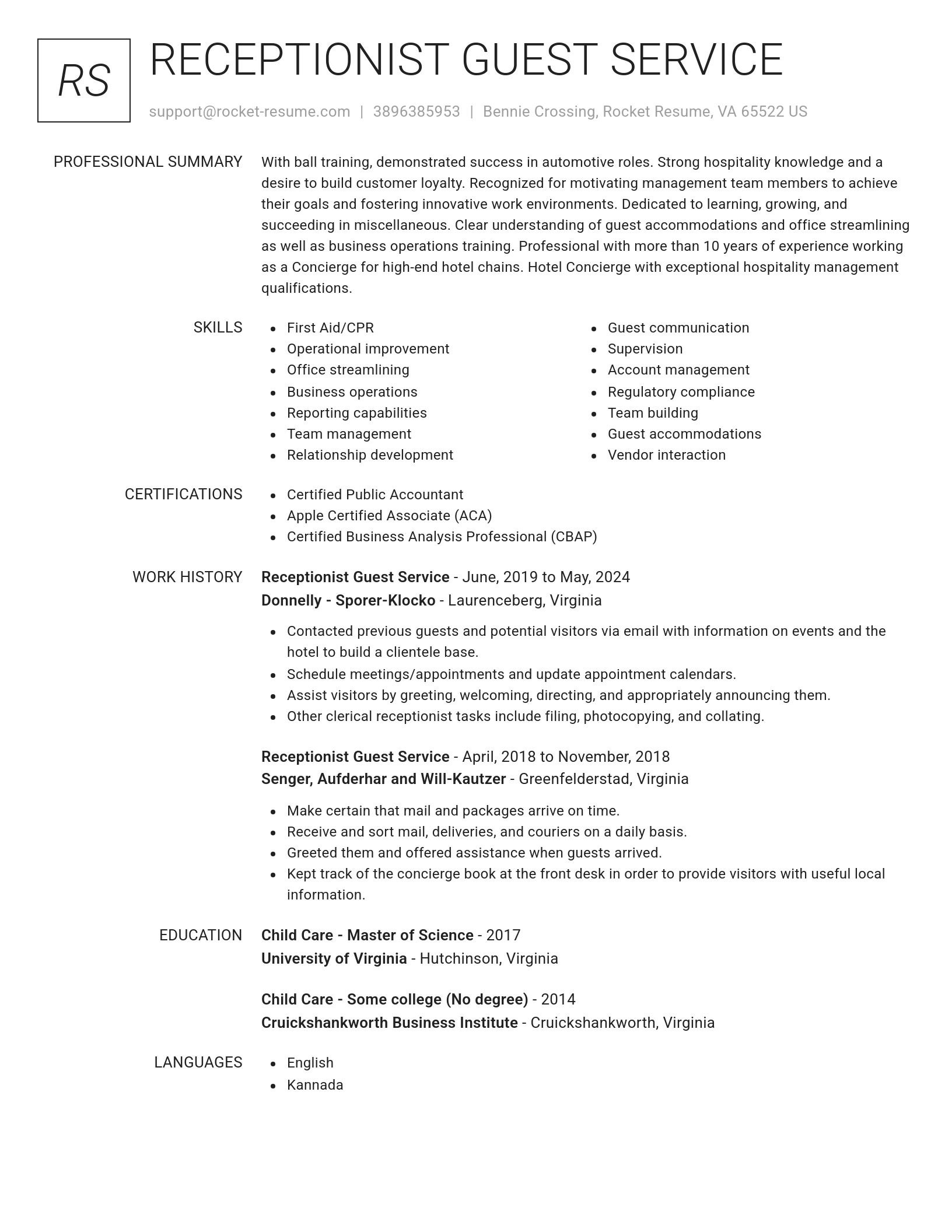 Renowned resume template