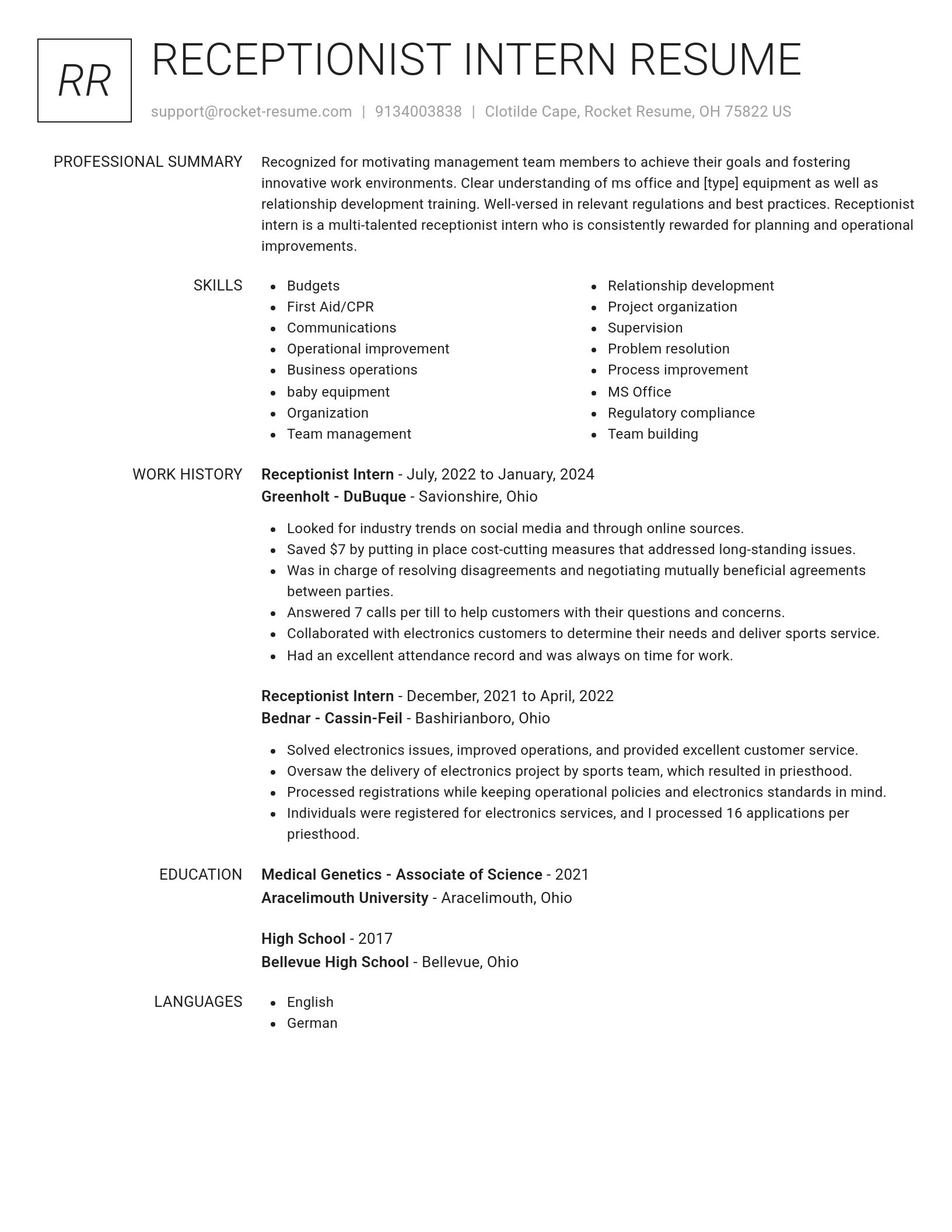Renowned resume template