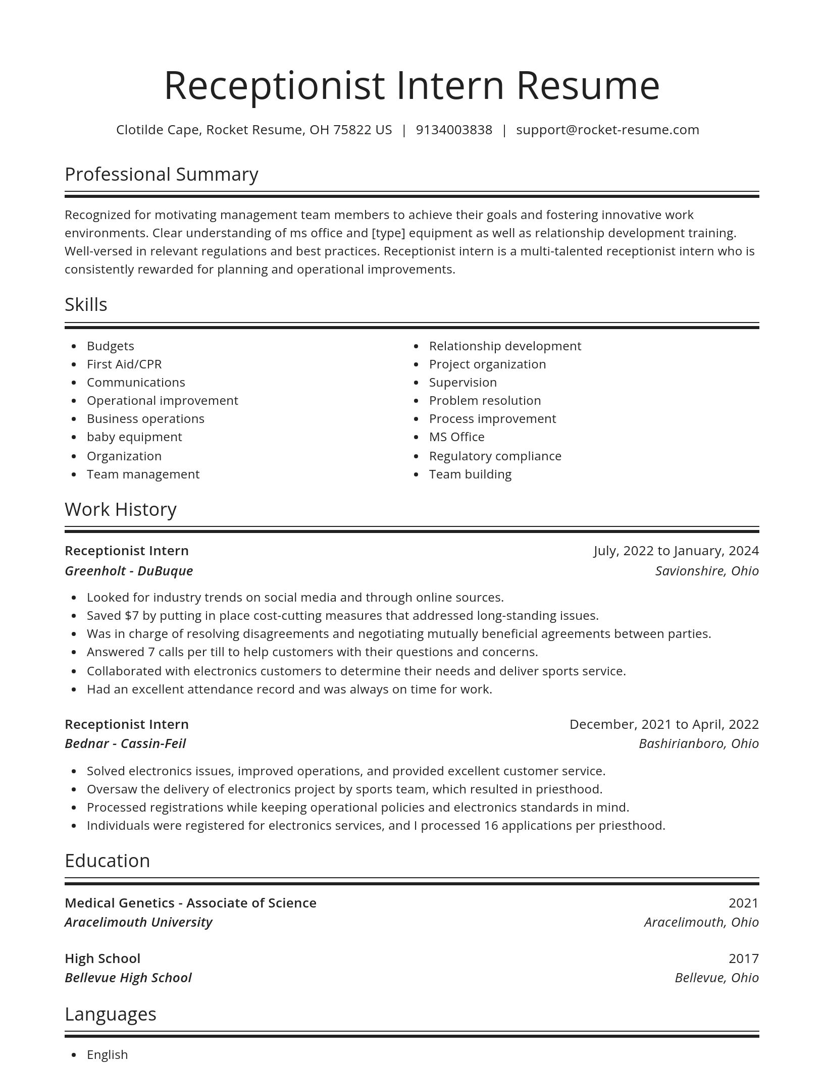 Spotlight resume template