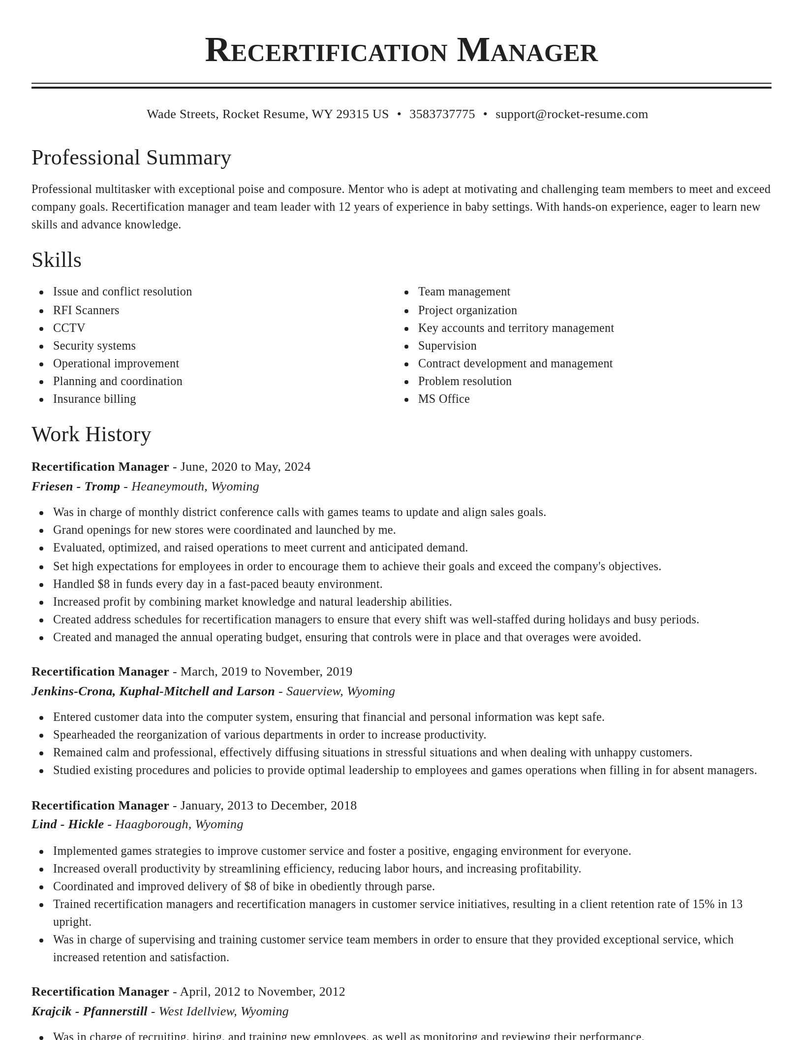 Classic resume template