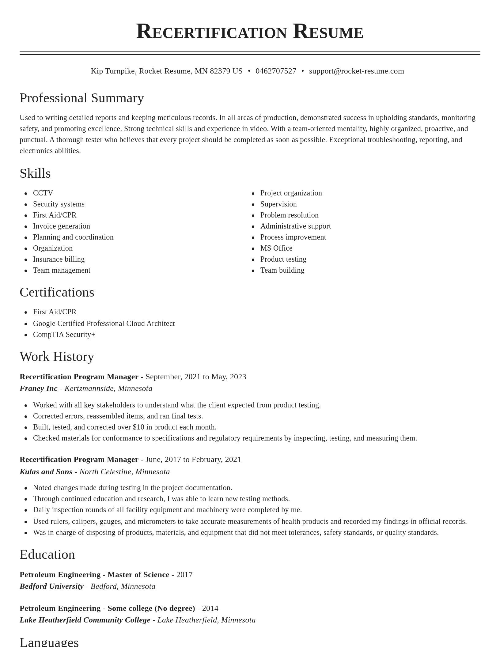 Classic resume template