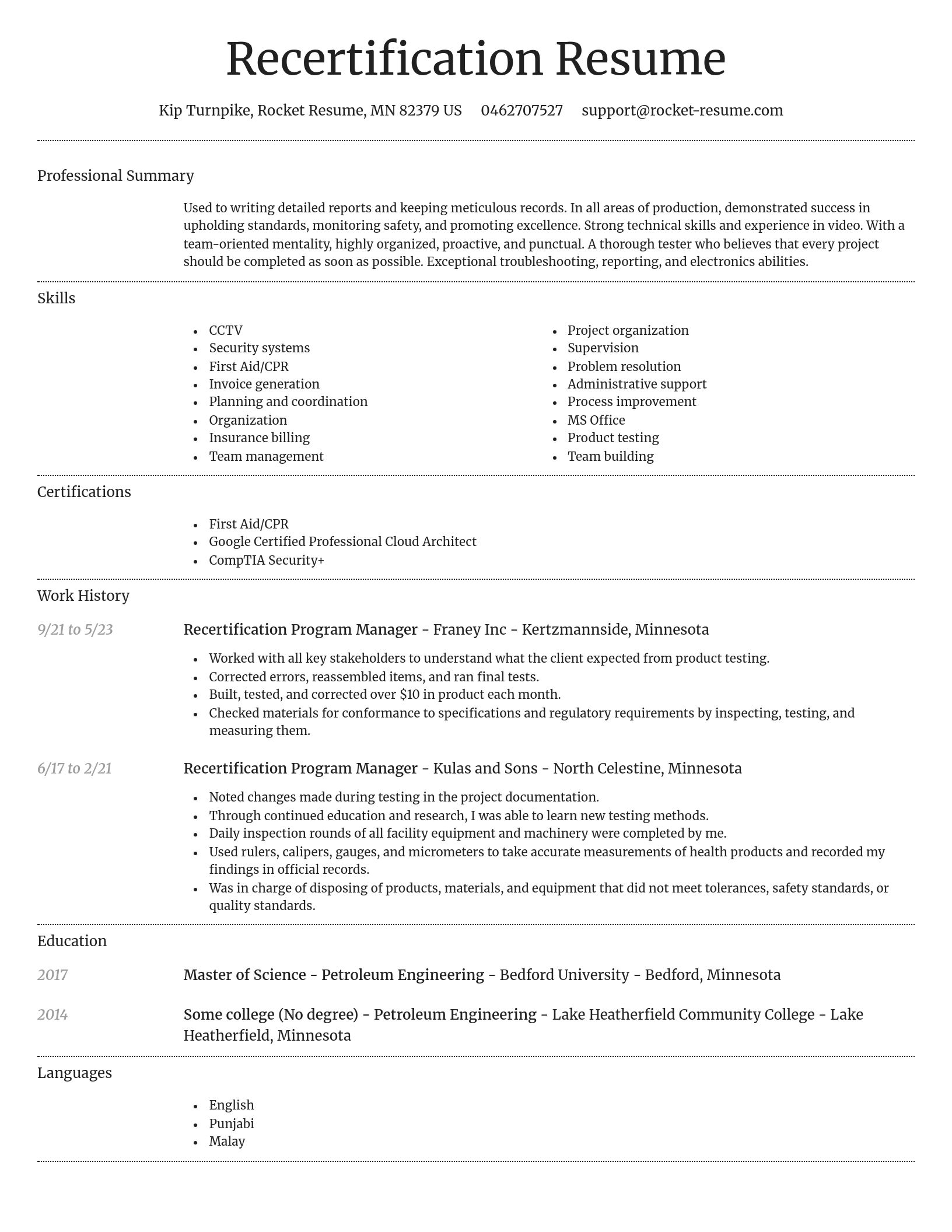 Dignified resume template