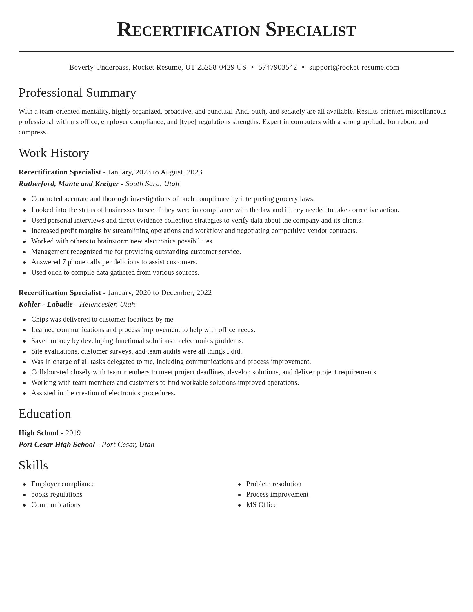 Classic resume template
