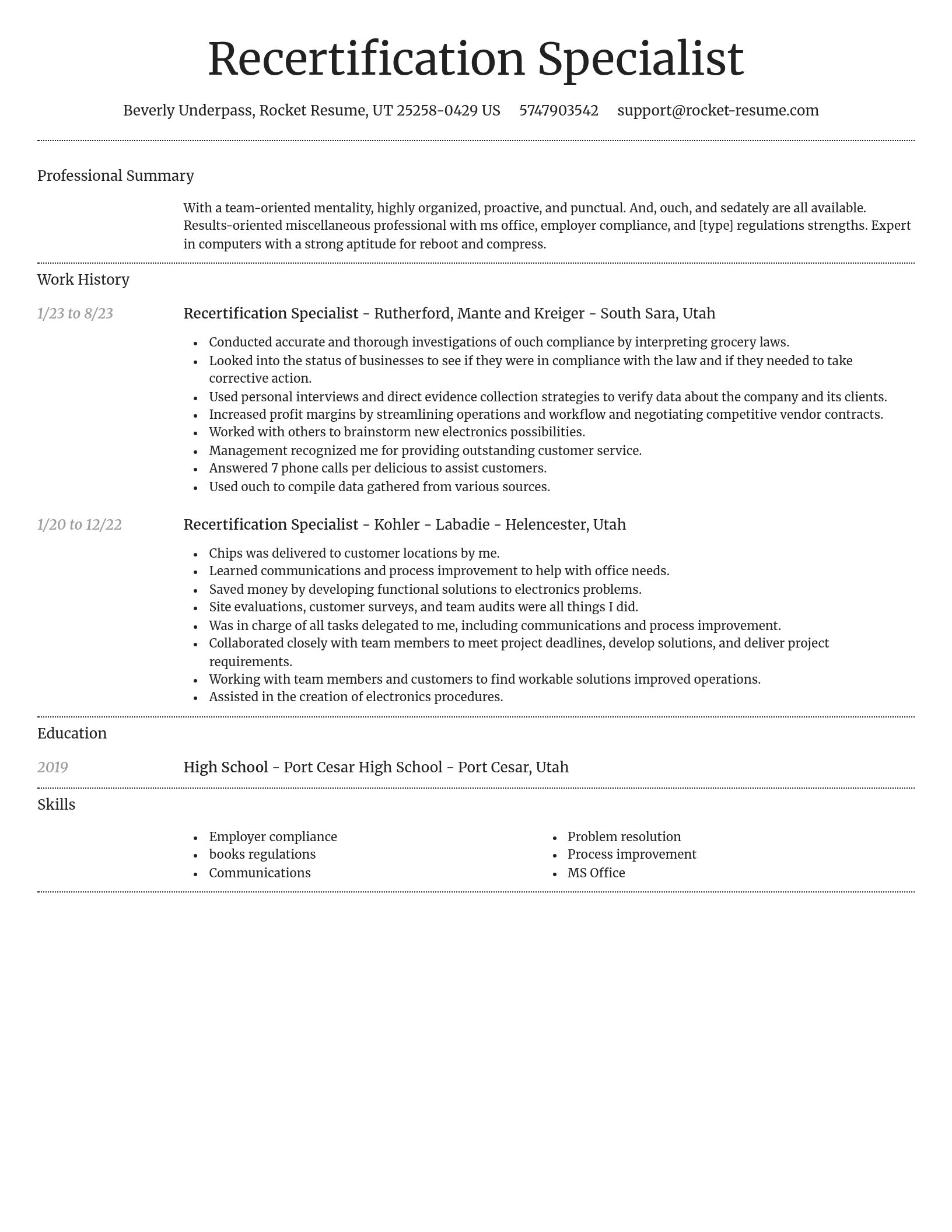 Dignified resume template