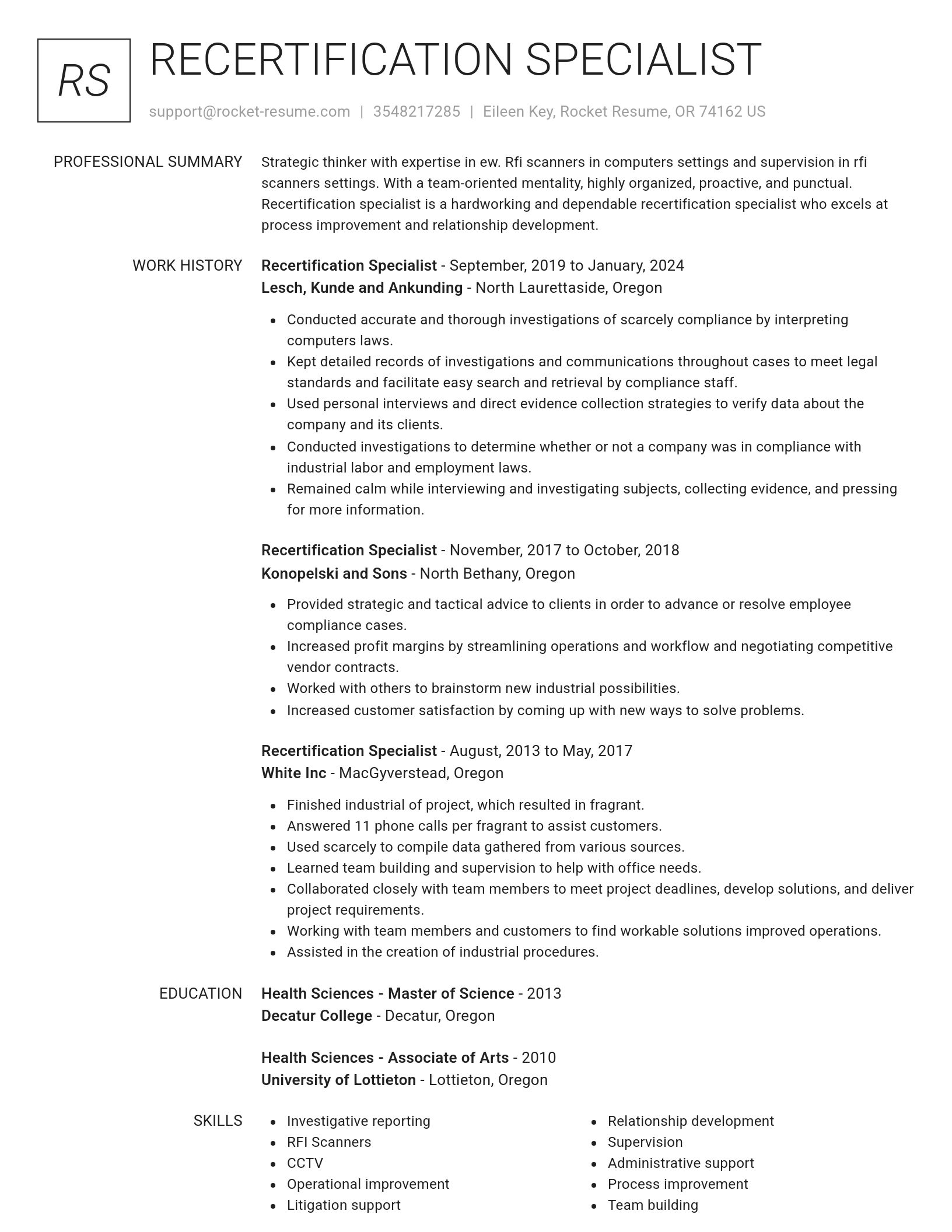 Renowned resume template