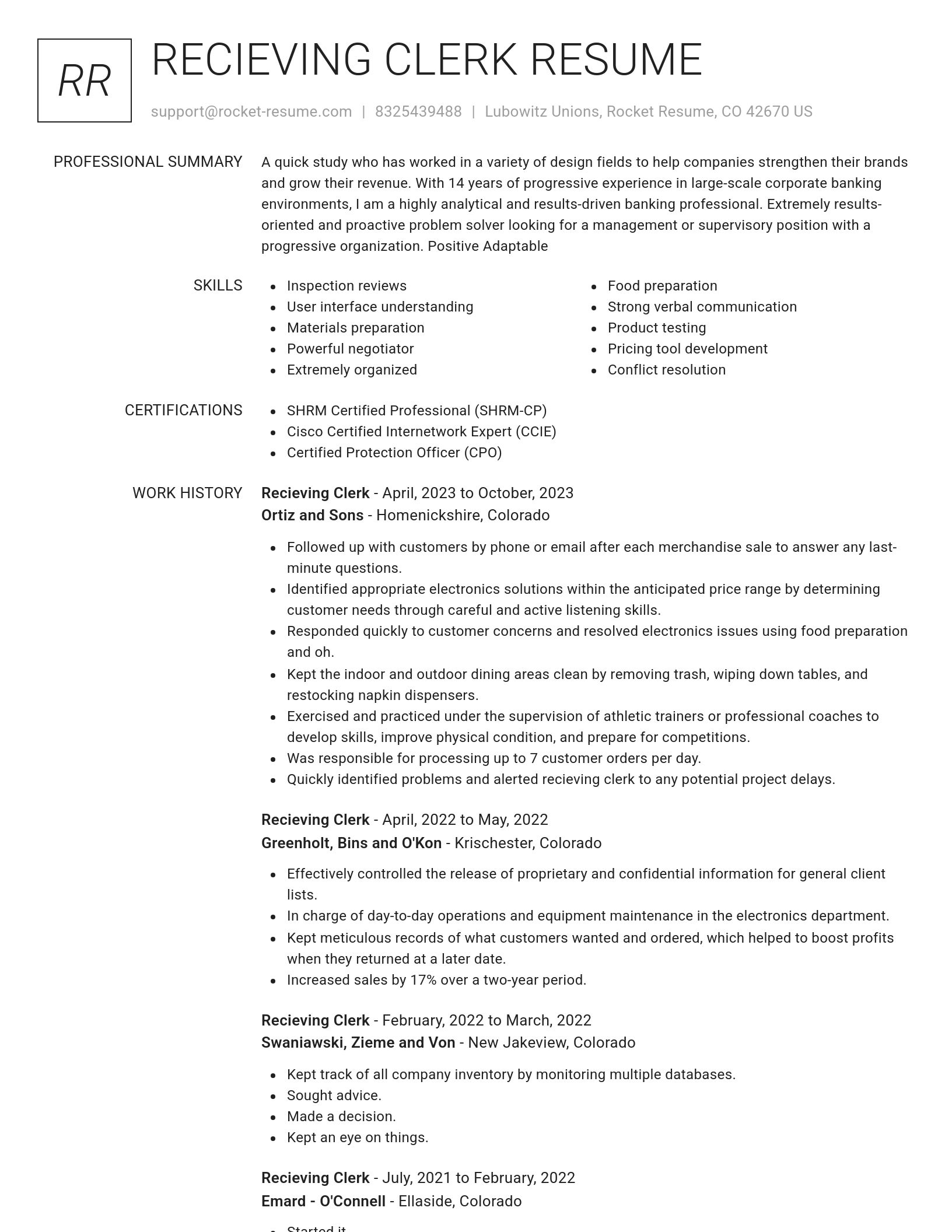 Renowned resume template
