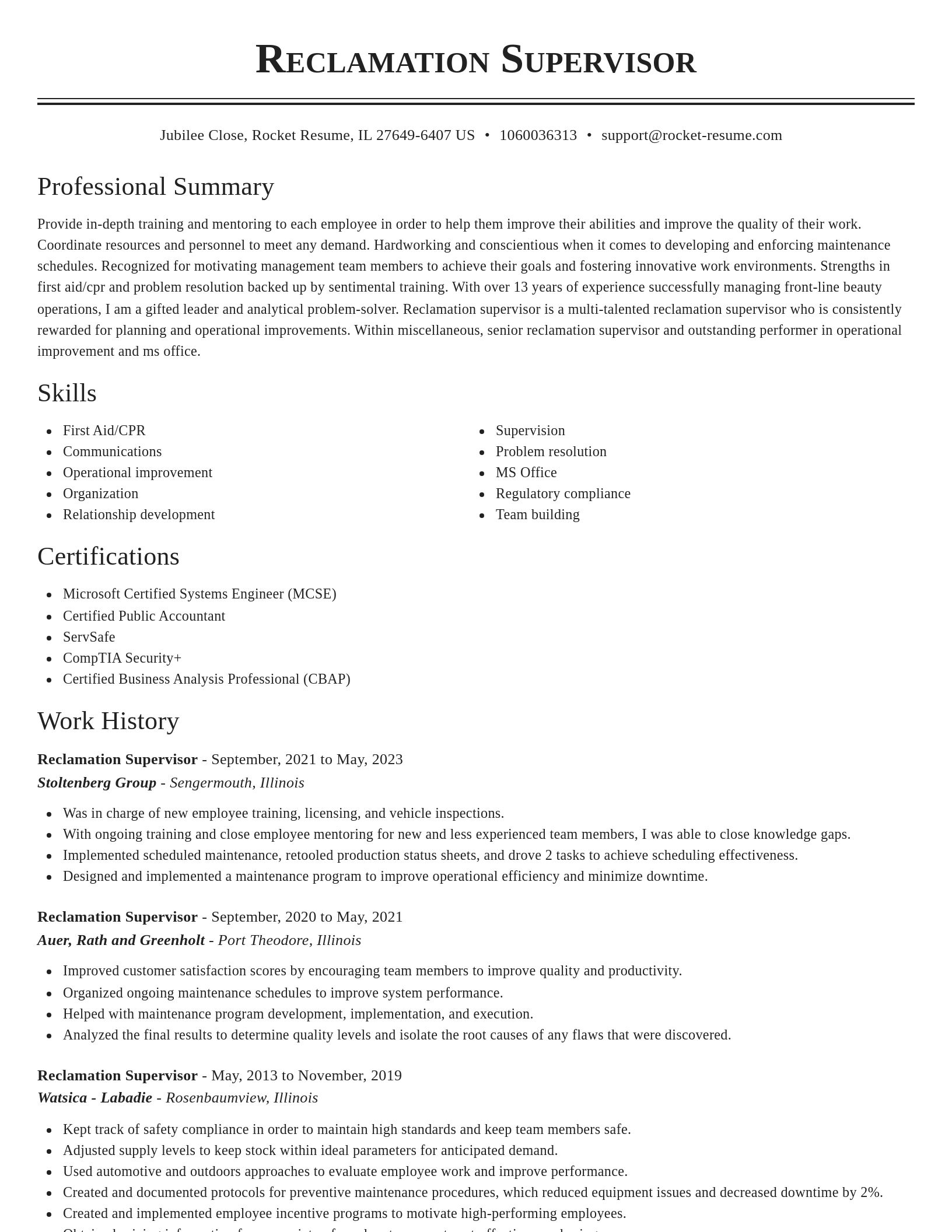 Classic resume template
