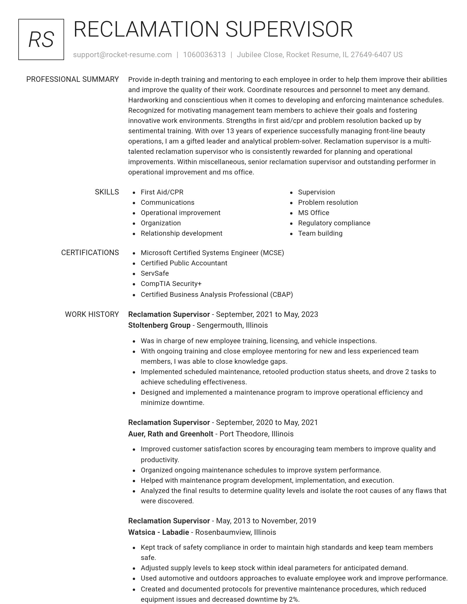 Renowned resume template