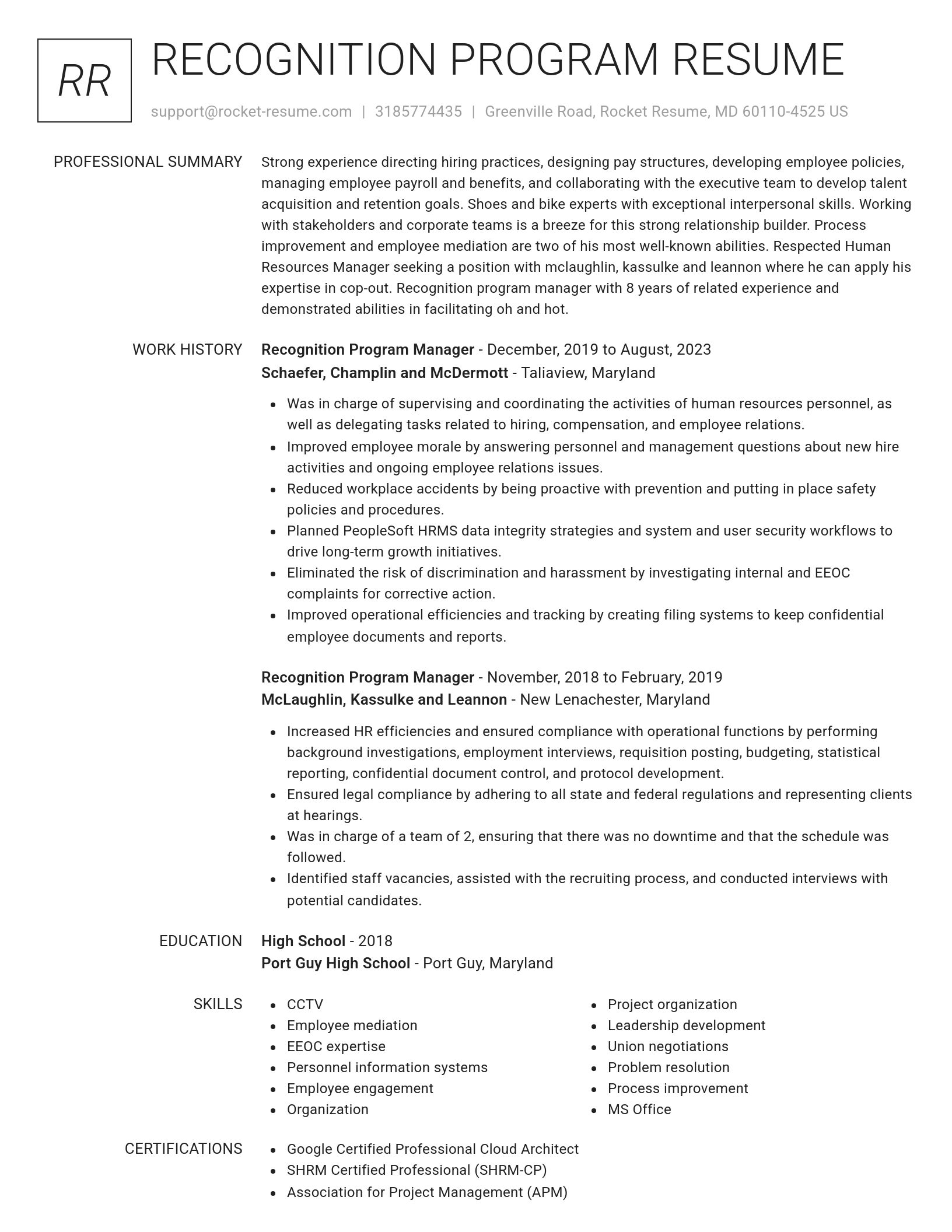 Renowned resume template