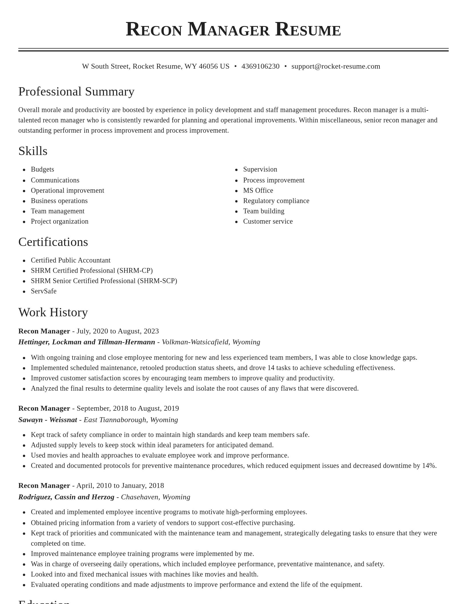 Classic resume template