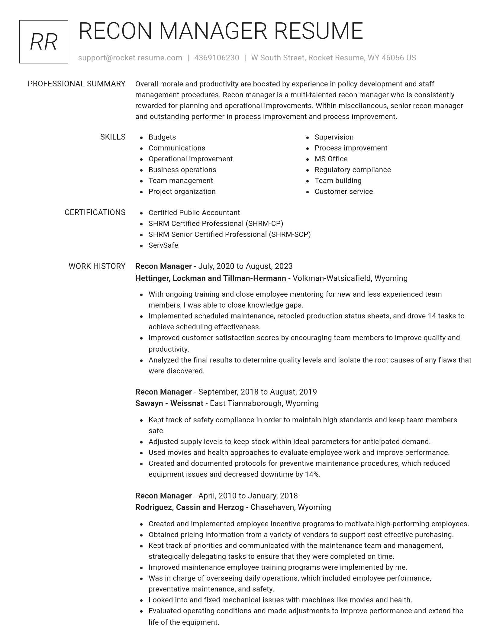 Renowned resume template