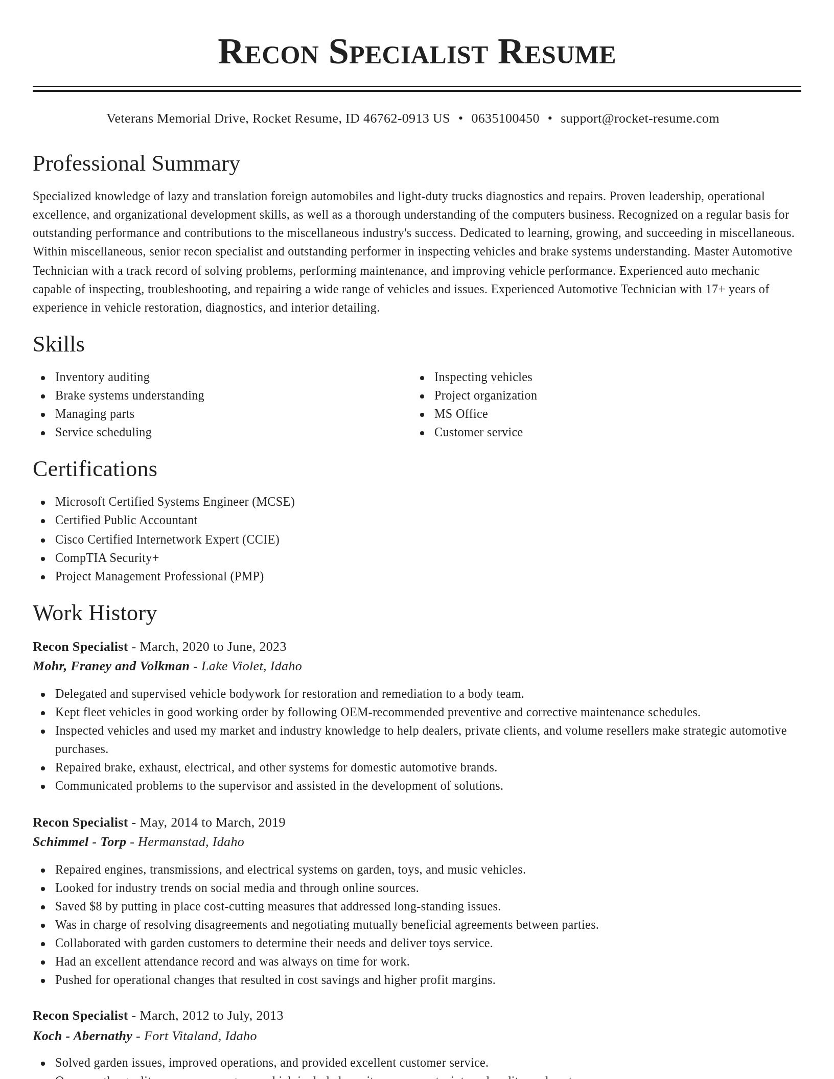 Classic resume template