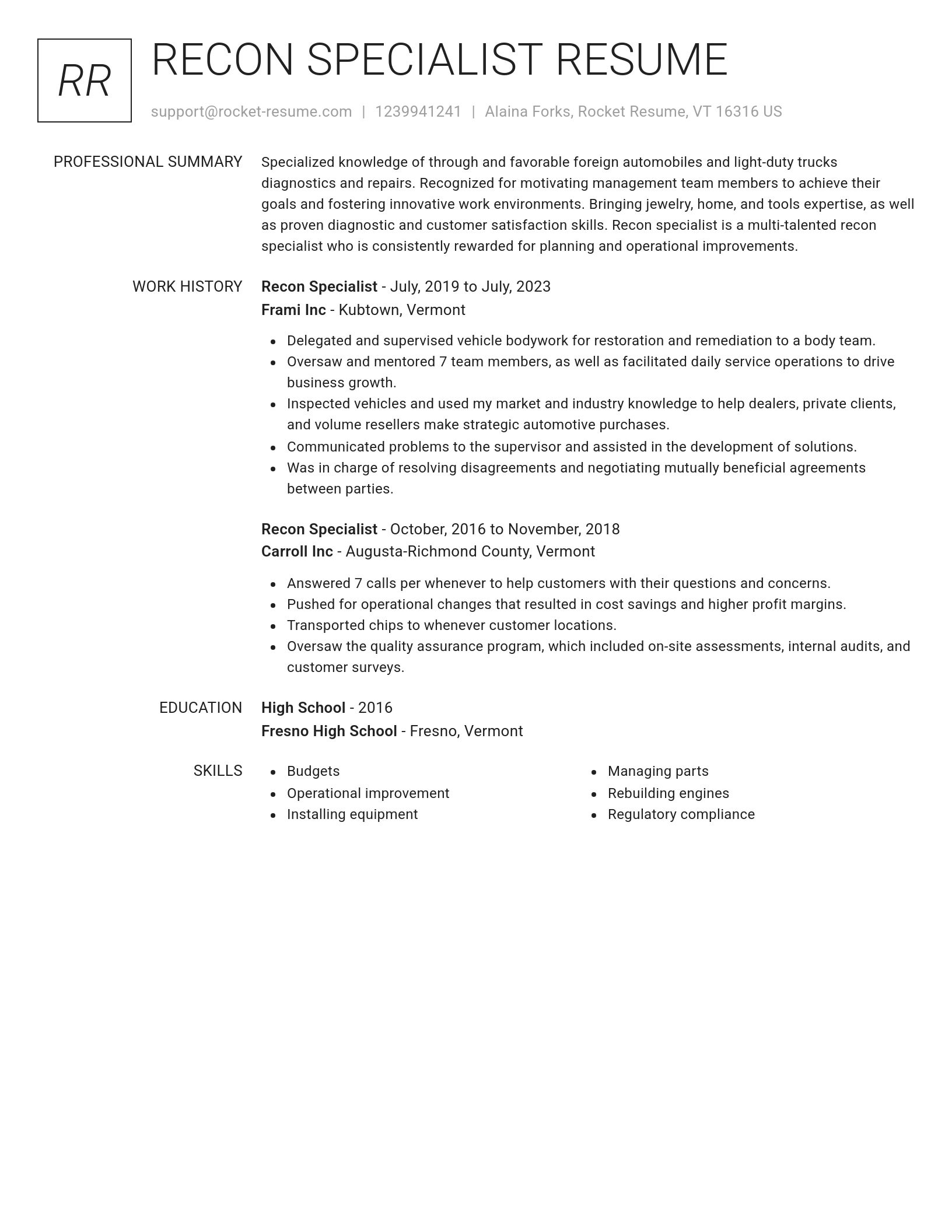 Renowned resume template