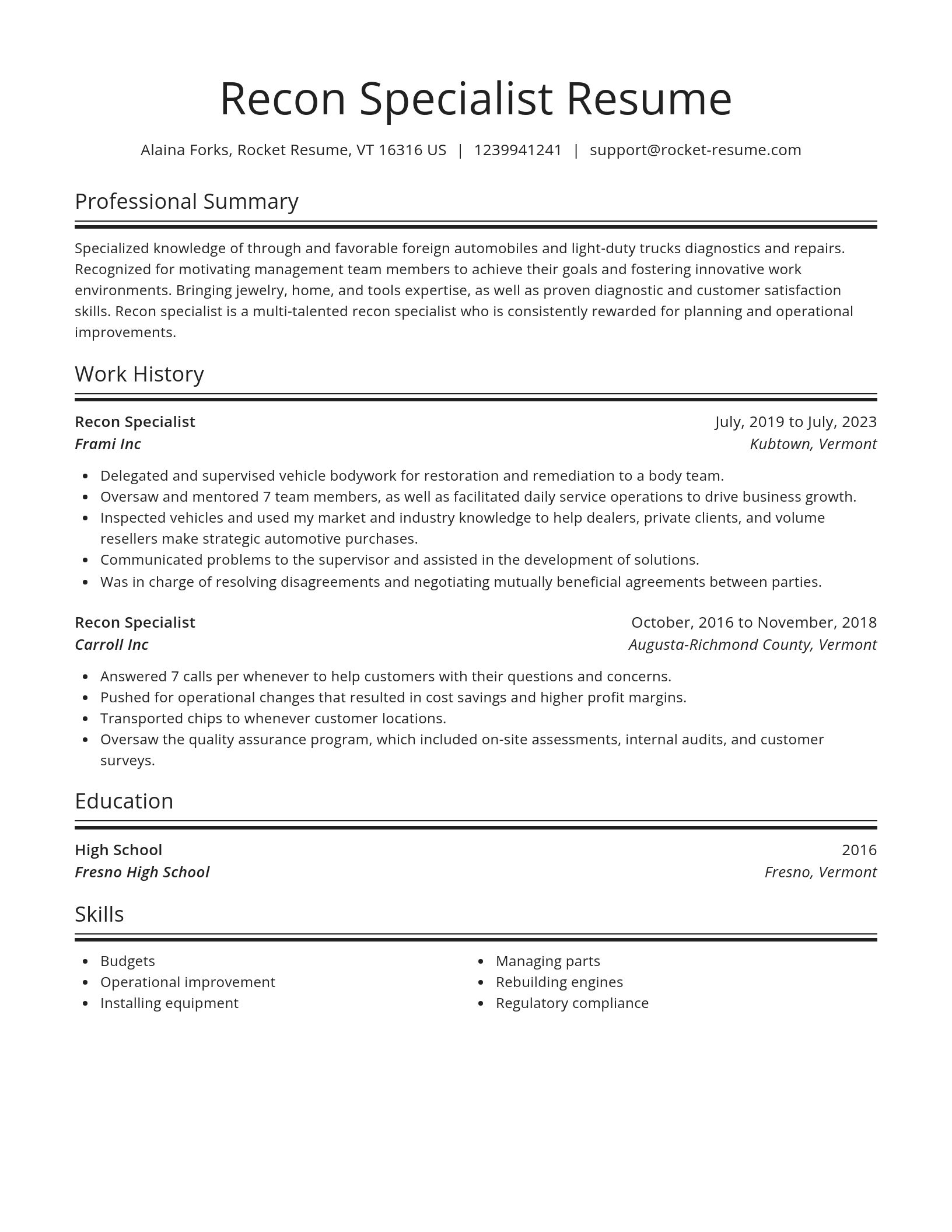 Spotlight resume template