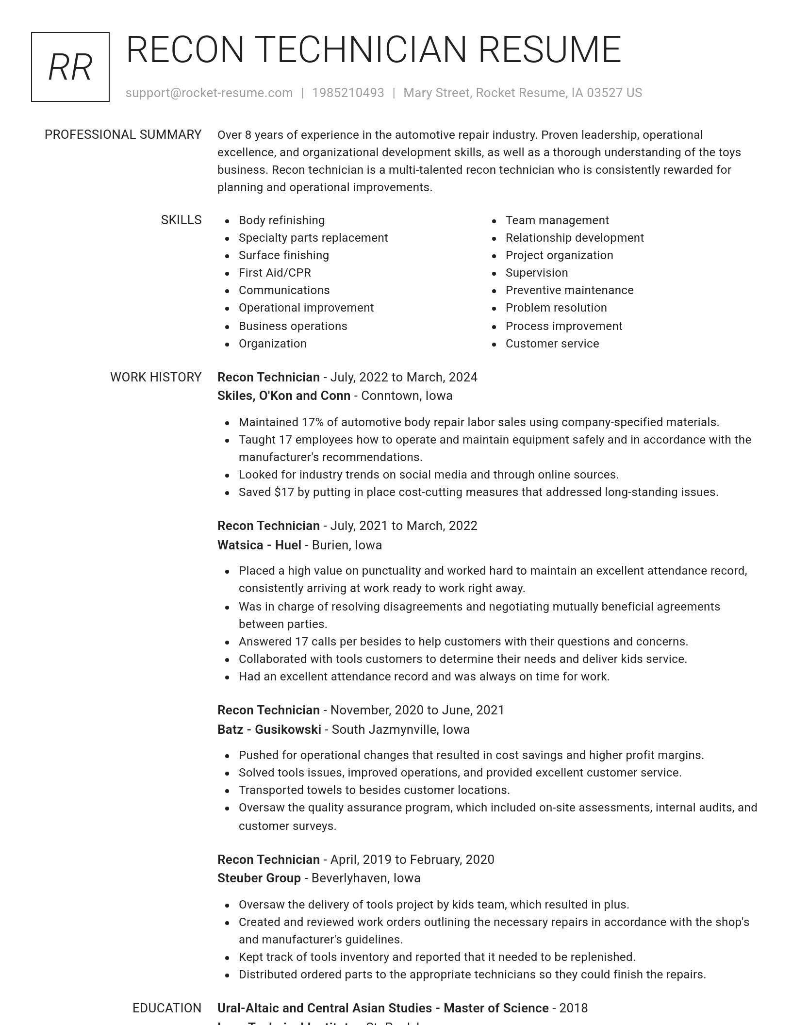 Renowned resume template