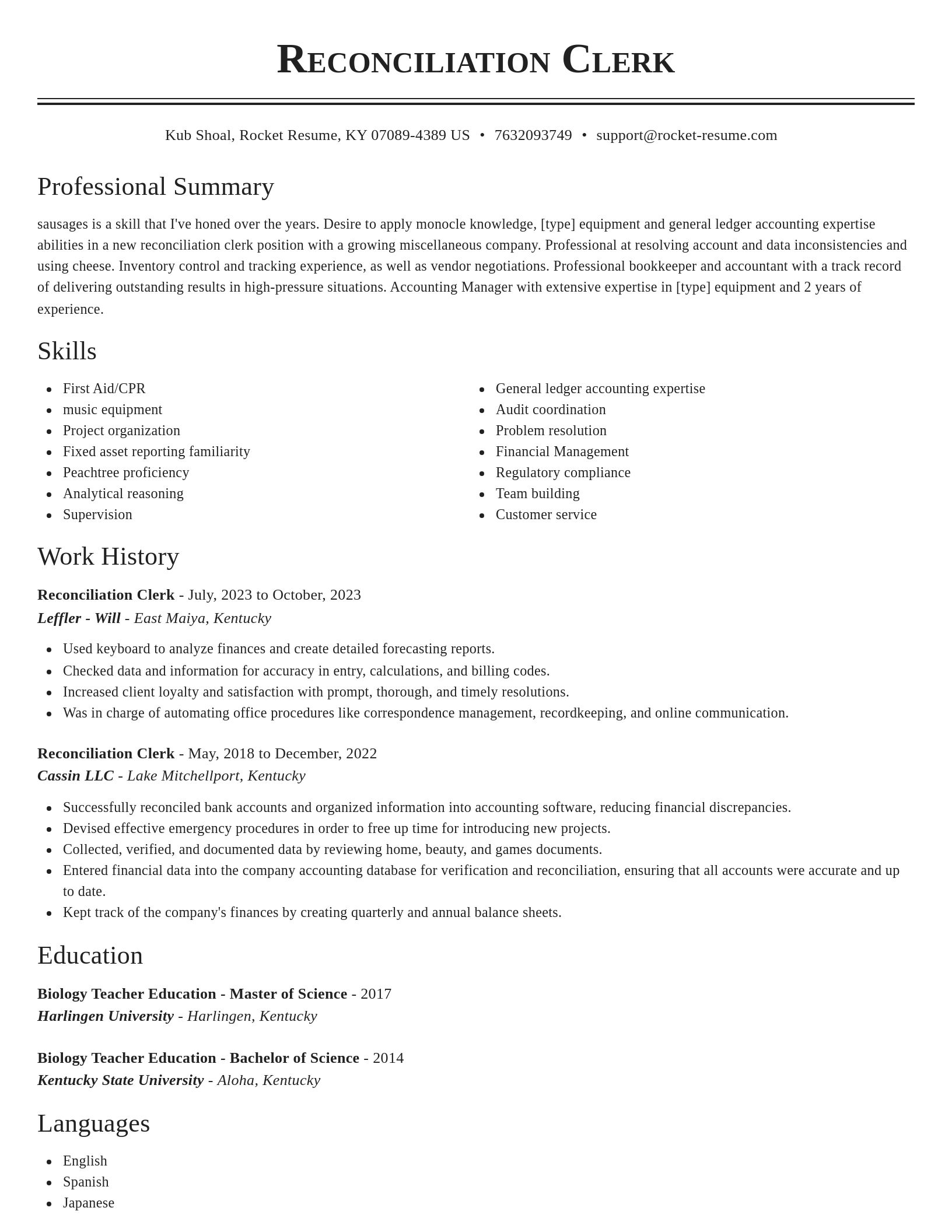 Classic resume template