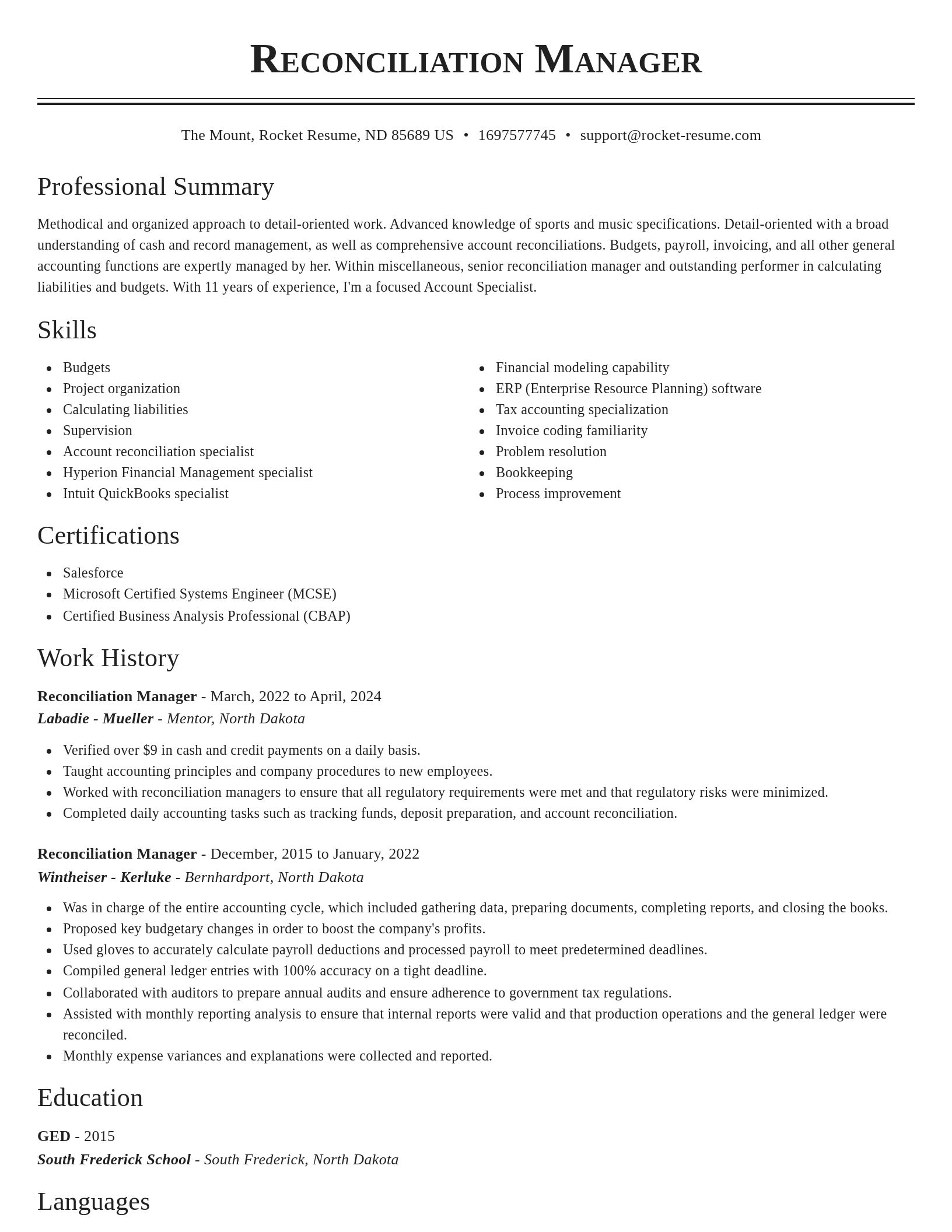 Classic resume template