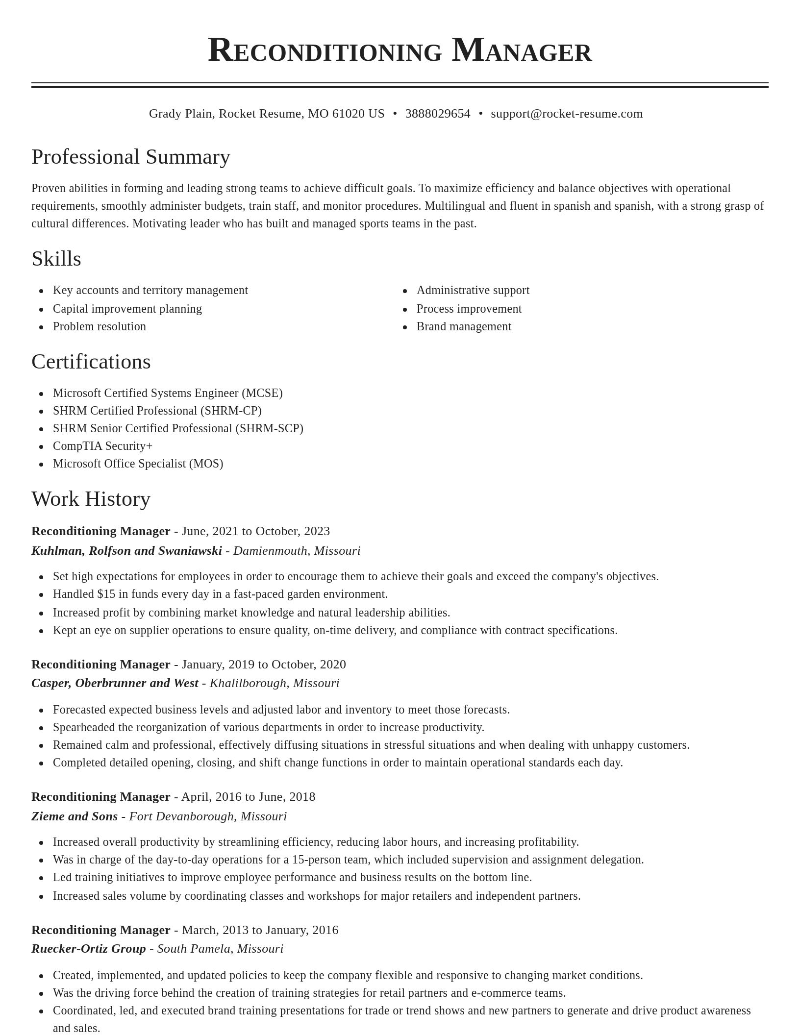 Classic resume template