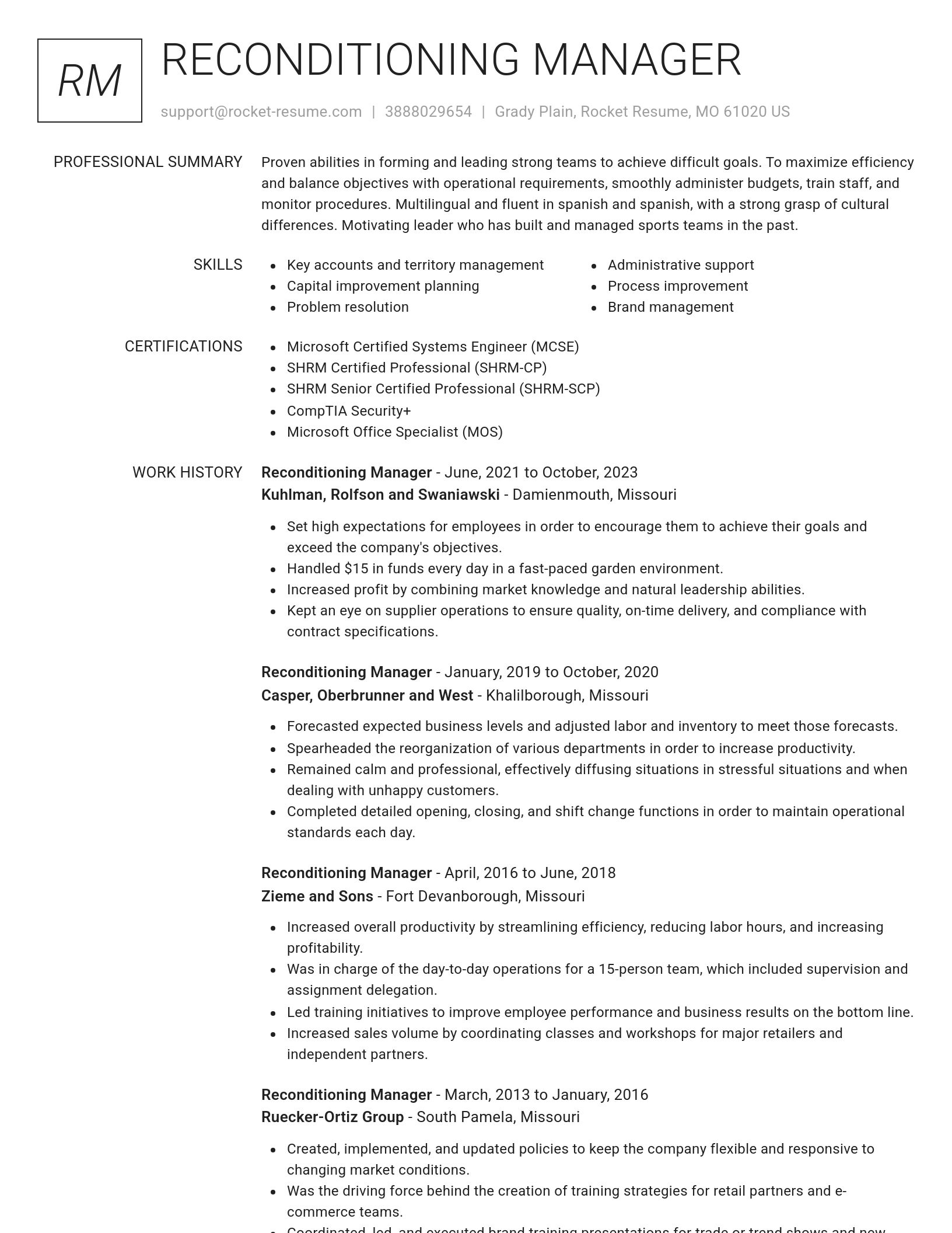 Renowned resume template
