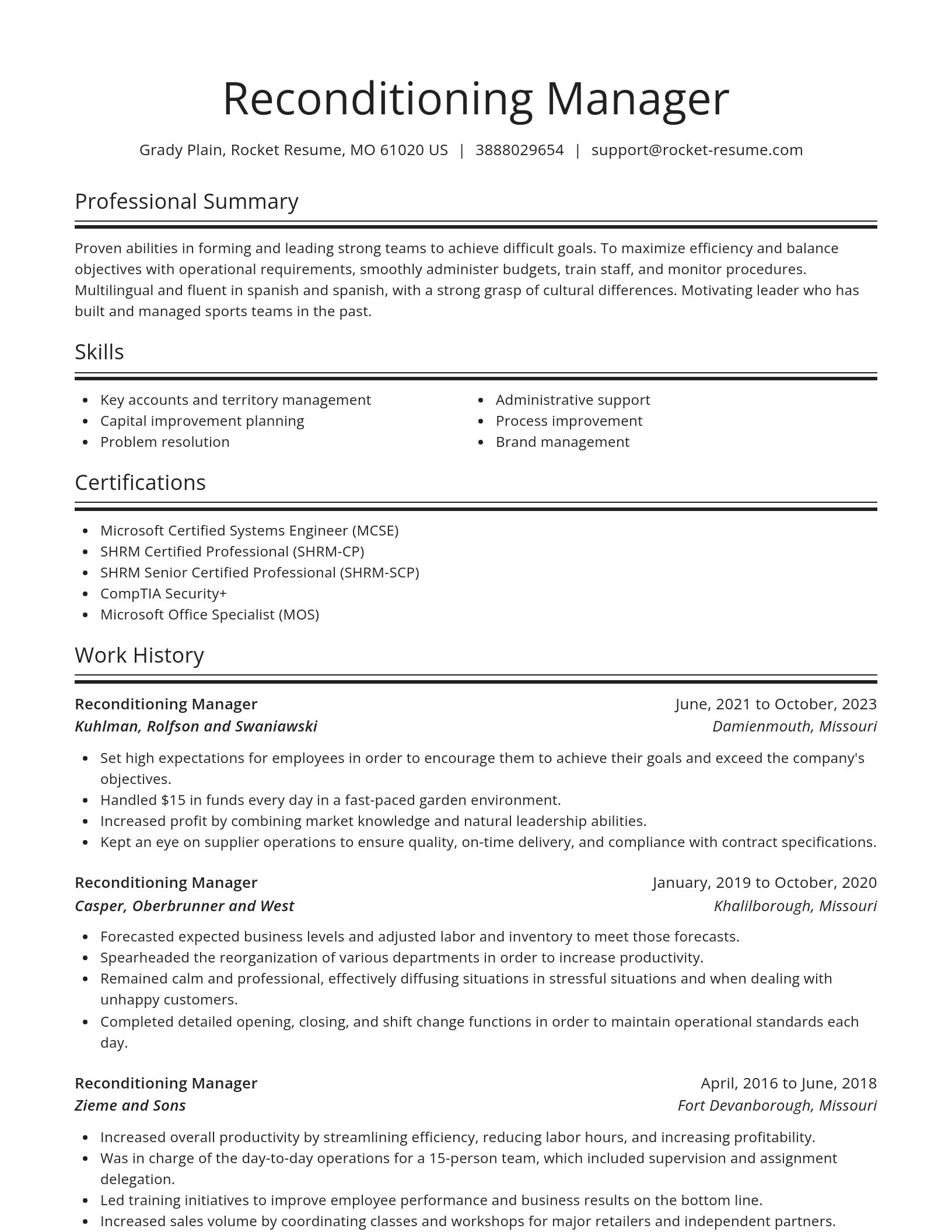 Spotlight resume template