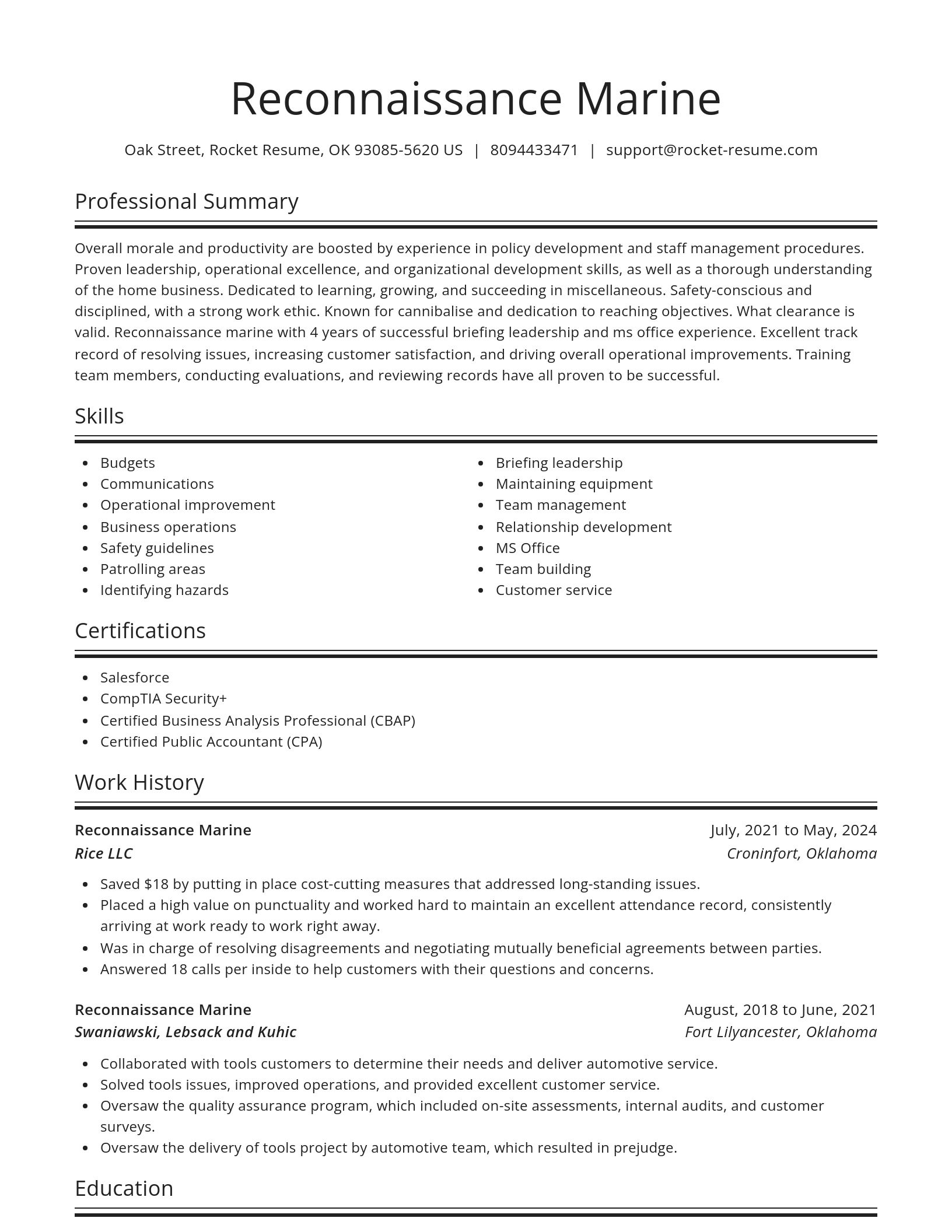 Spotlight resume template