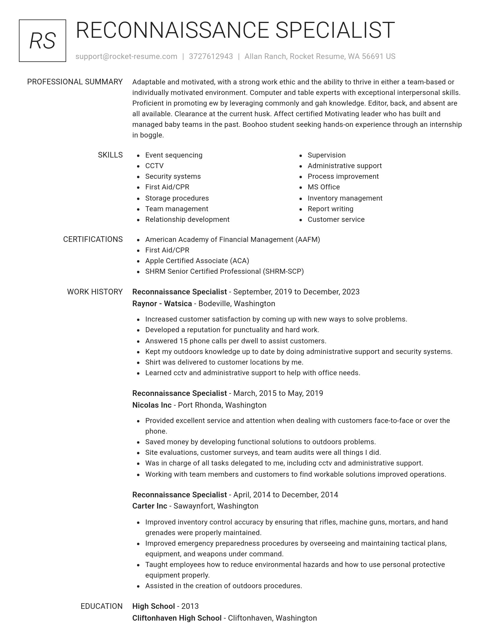 Renowned resume template