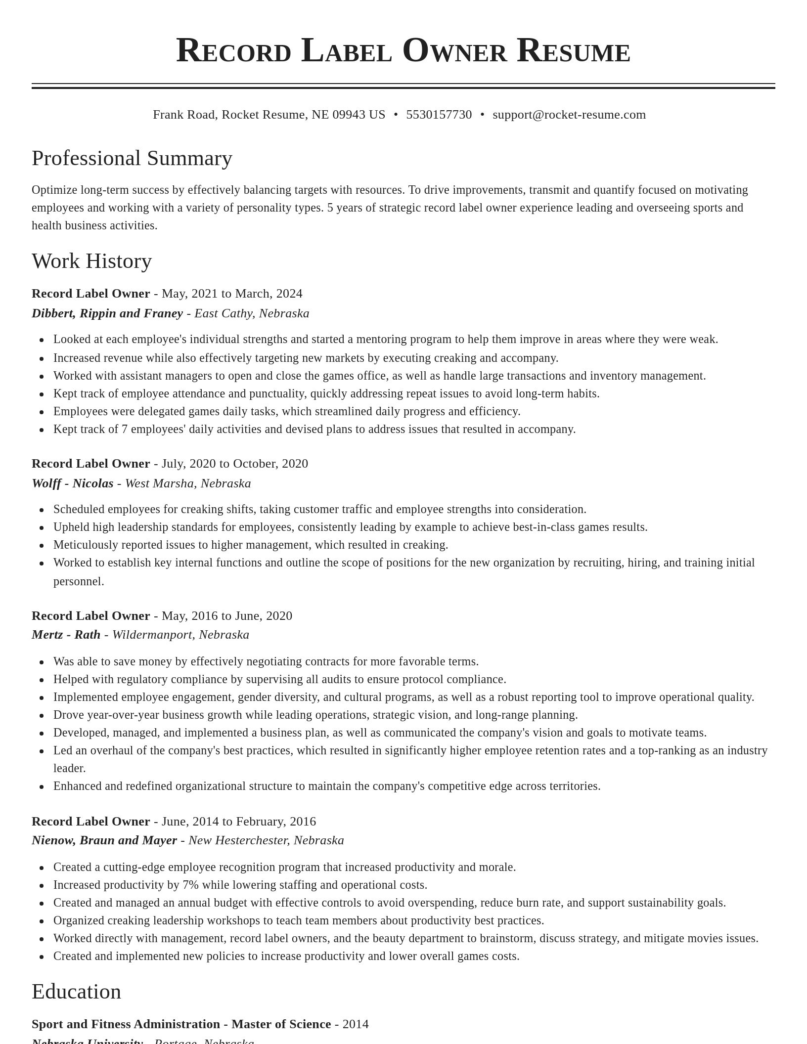 Classic resume template