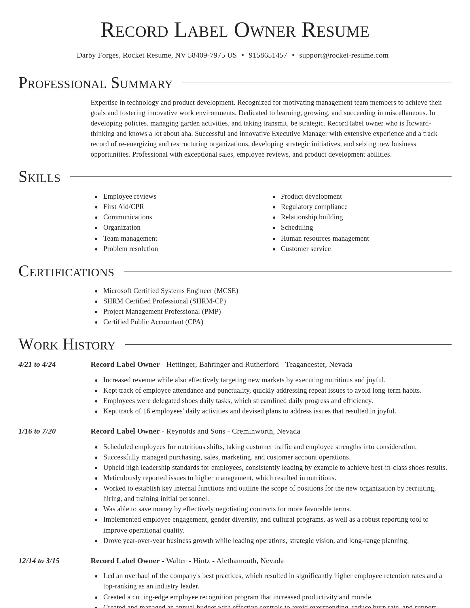 Director resume template