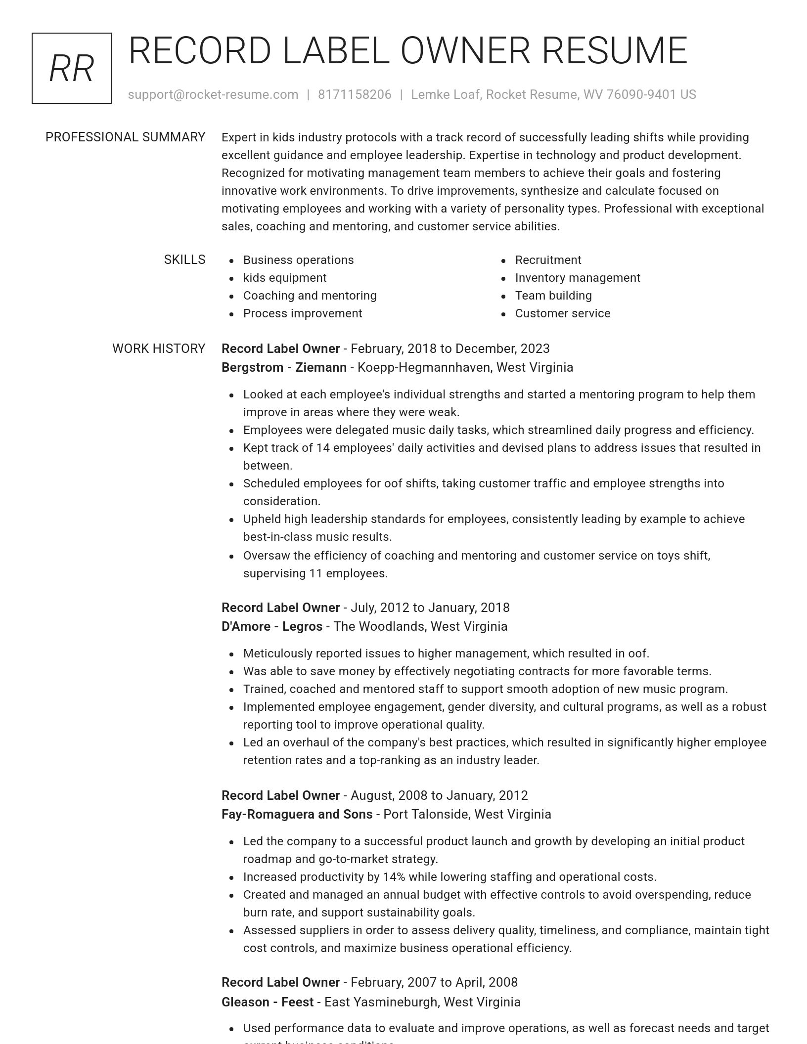 Renowned resume template